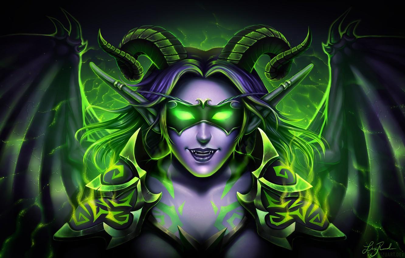 1332x850 Wallpaper the demon, WoW, World of Warcraft, Legion, demon hunter, Demon Hunter image for desktop, section игры