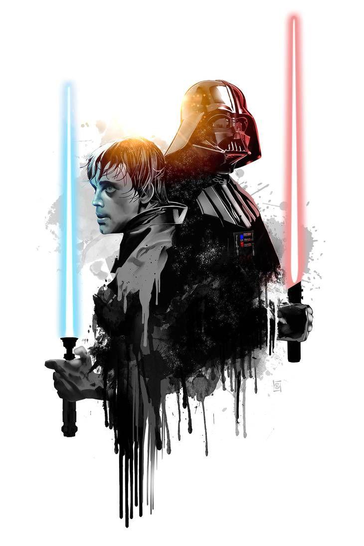730x1095 directoryofillustration.com Light Side Dark Side by Ke Sneller #kesneller # starwars #LukeSkywalker. Star wars painting, Star wars background, Star wars wallpaper