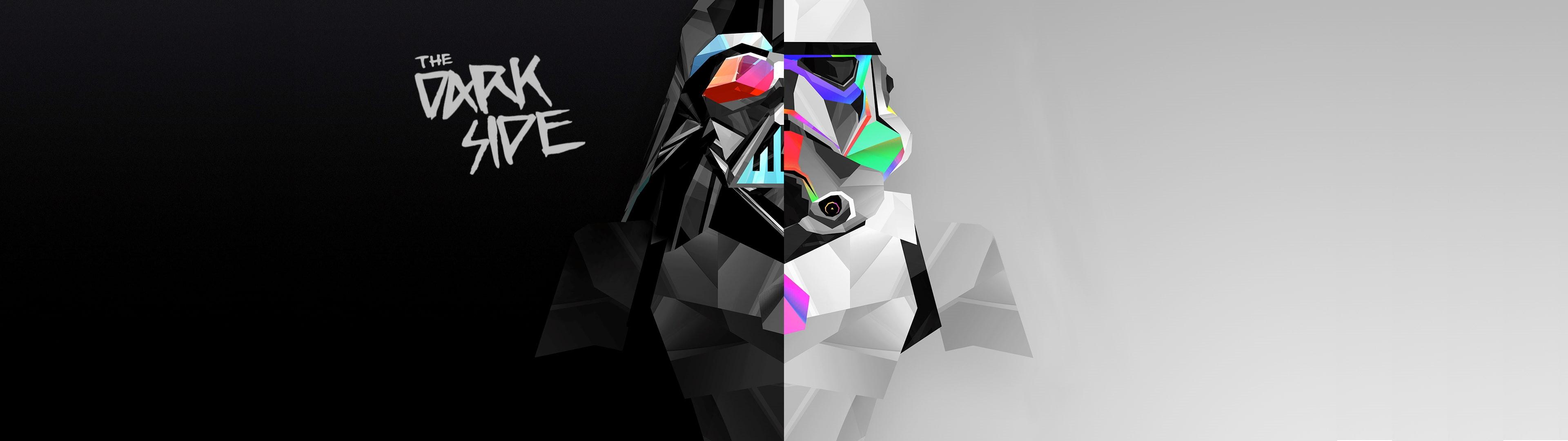 3840x1080 Wallpaper / digital art, Darth Vader, abstract, multiple display, dark side, Star Wars, dual monitors, 4K, stormtrooper free download
