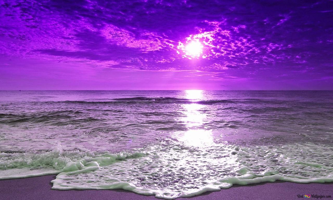 1280x768 Purple Beach Sunset HD wallpaper download