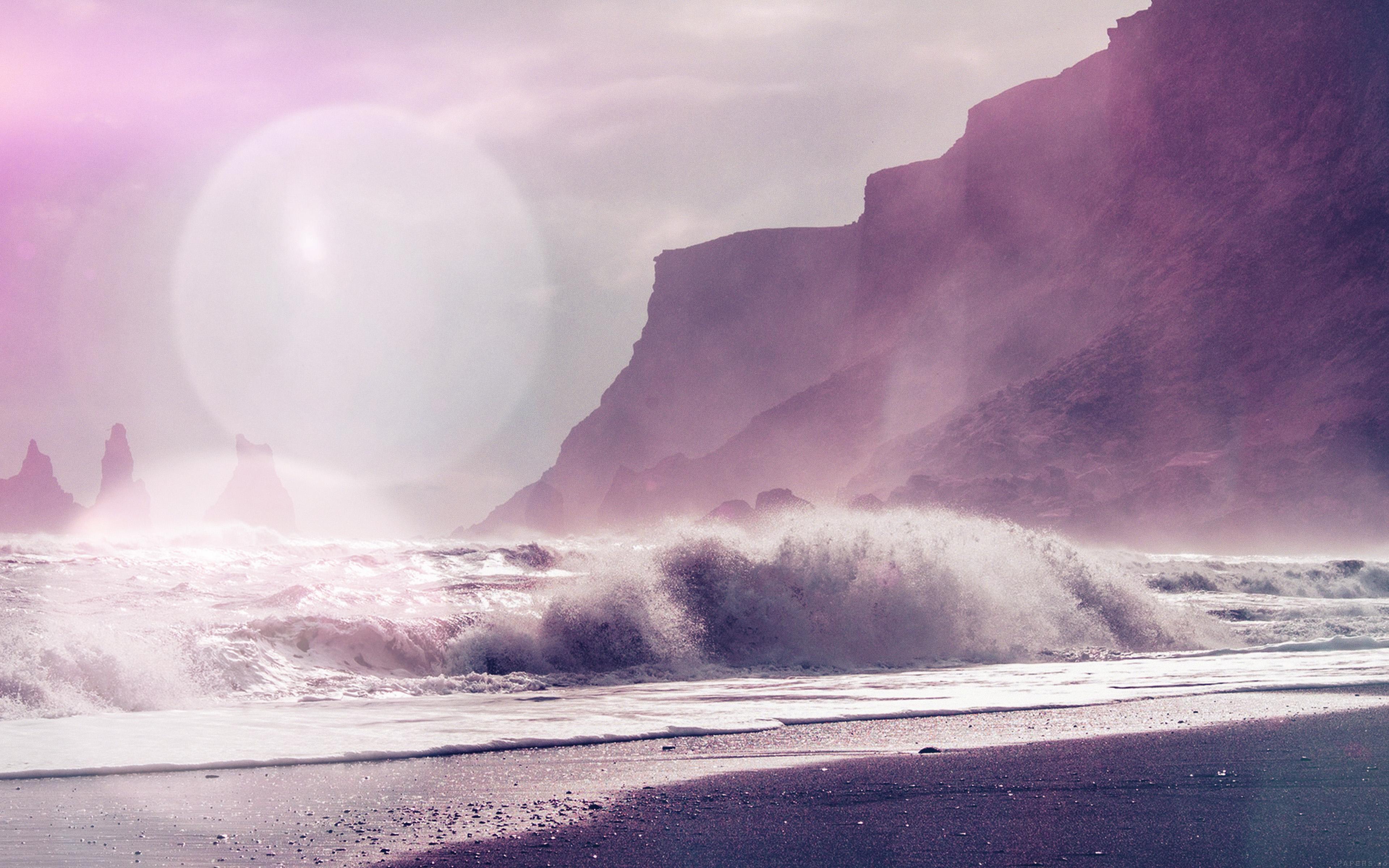 3840x2400 wallpaper for desktop, laptop. sea beach nature purple flare