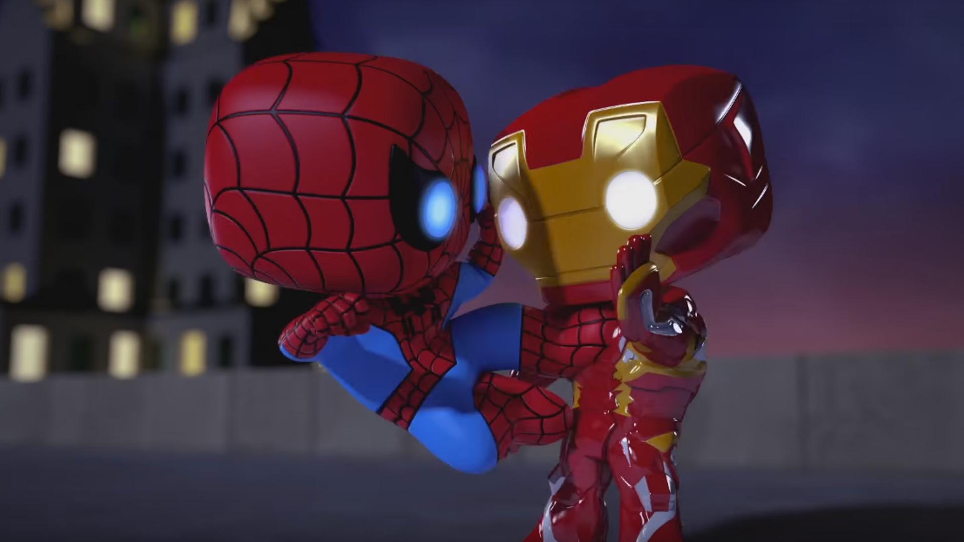 1920x1080 Spider Man And Iron Man Battle Loki In Marvel Funko Animated Short