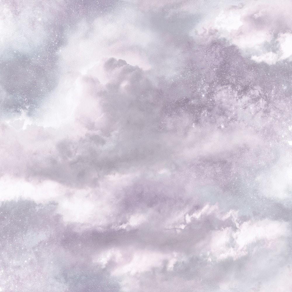 1000x1000 Glittery Cloudy Sky wallpaper in Pink, Lilac and Grey from I Love Wallpaper UK