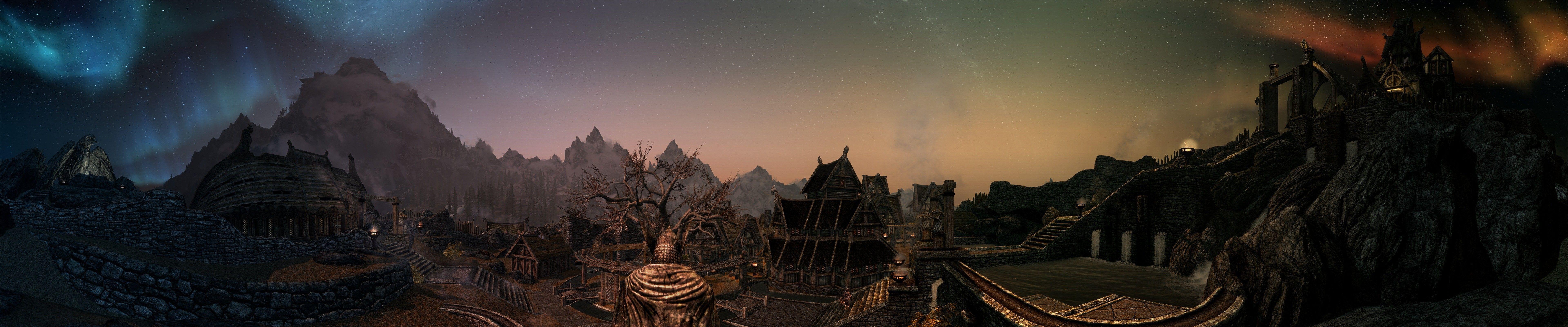 7680x1600 The elder scrolls v skyrim landscapes multiscreen panorama wallpaper