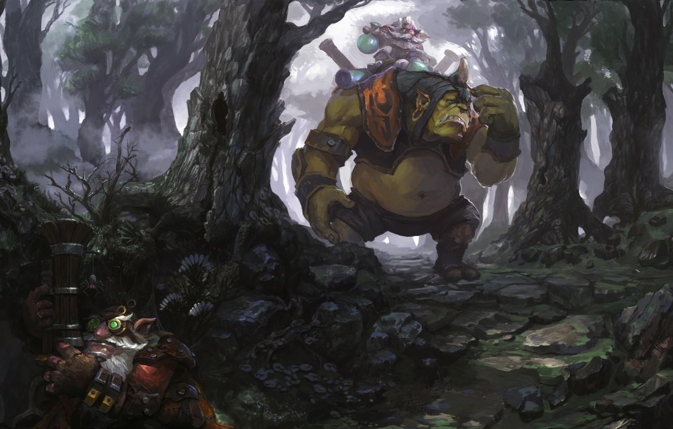 1332x850 Wallpaper forest, art, searches, Dota Sniper, Alchemist, Razzil Darkbrew, Sharpe To Kardel image for desktop, section игры