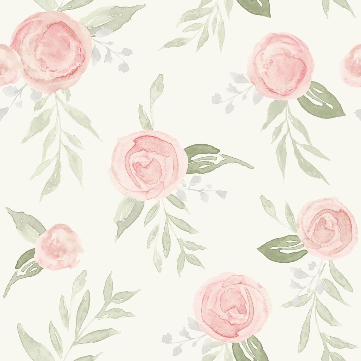 1200x1200 MK1128 Magnolia Home Watercolor Roses Wallpaper