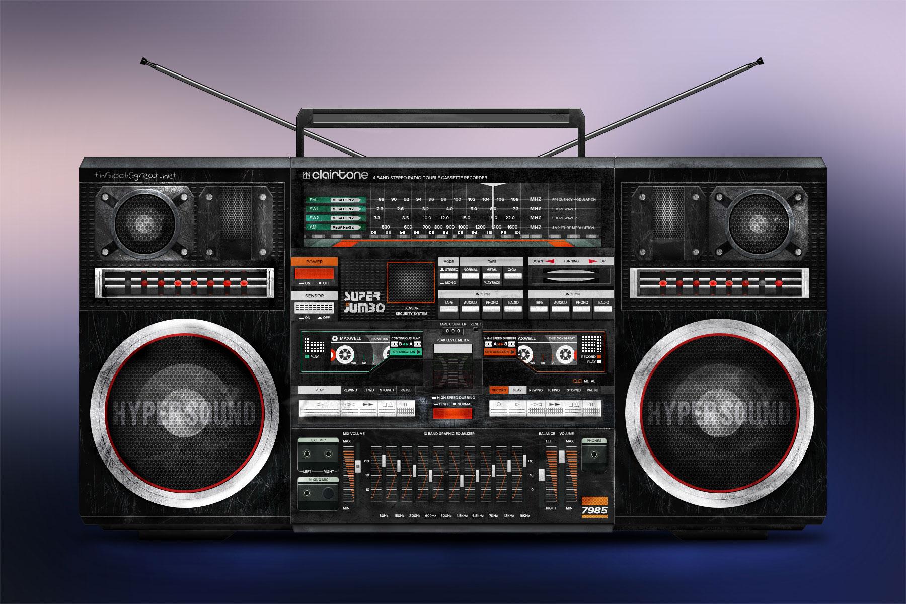 1800x1200 thislooksgreat.net Project: Illustration of CLAIRTONE 7985 Boombox Ghetto Blaster J1 SUPER JUMBO