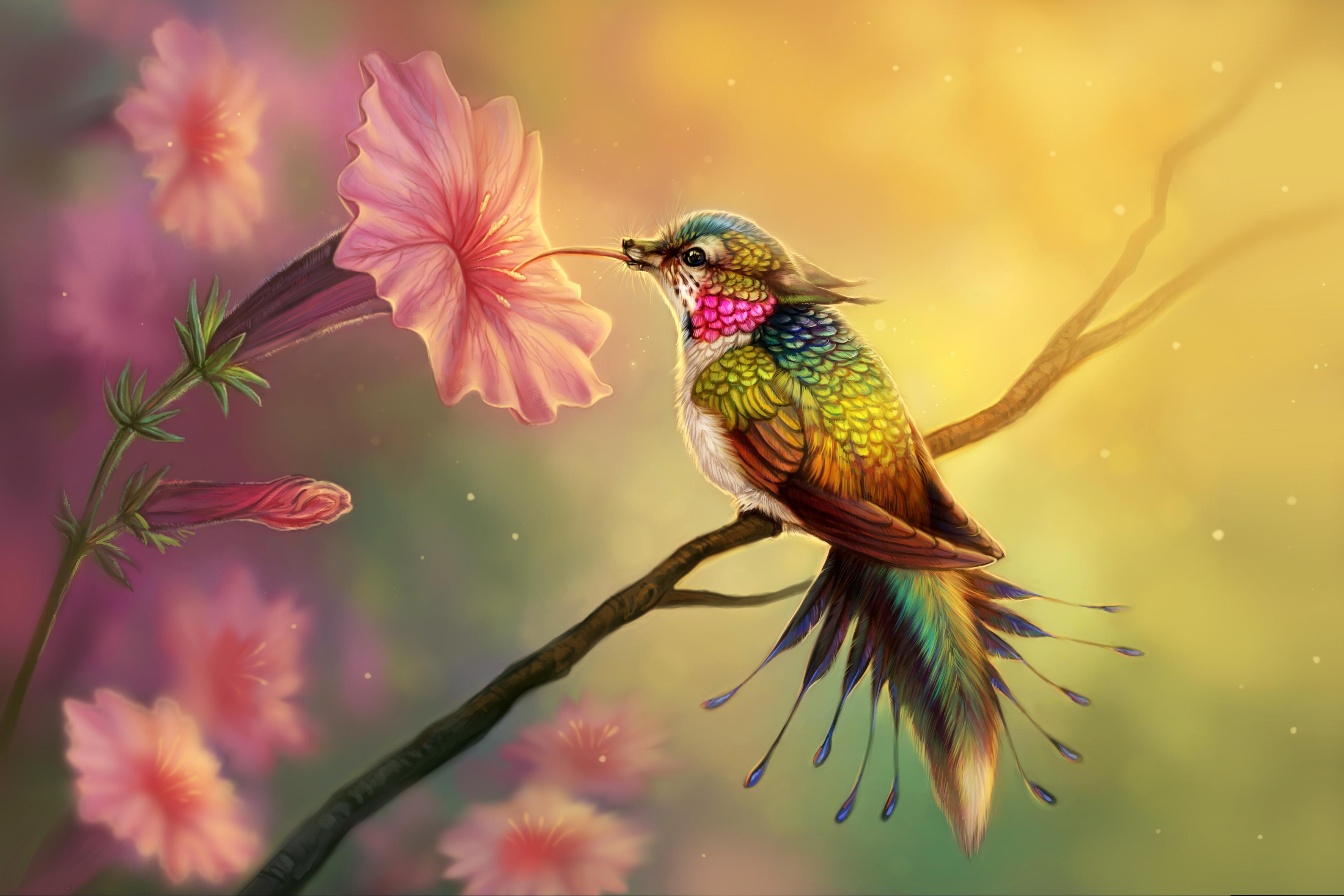 3543x2362 hummingbird, birds, 4k, hd, abstract, artist, digital art Gallery HD Wallpaper