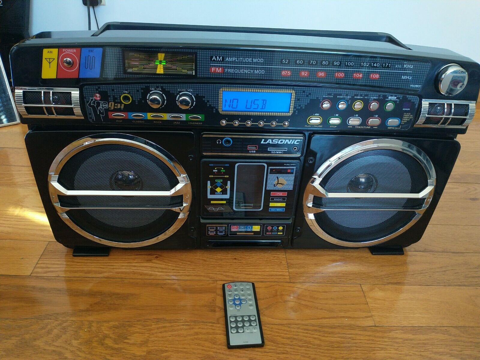 1600x1200 LASONIC I 931 Boombox Ghetto Blaster USB IPOD AUX AM FM Portable Speaker REMOTE!