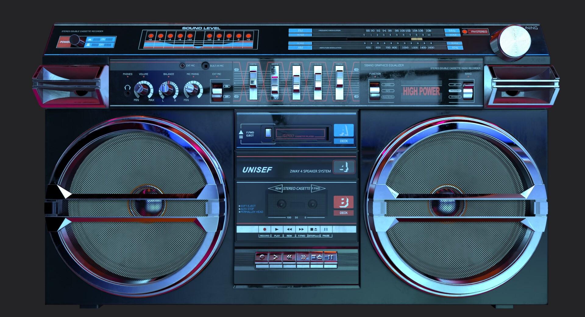 1920x1043 Retro Ghetto Blaster Boombox / Game ready lowpoly 28k / 3D model