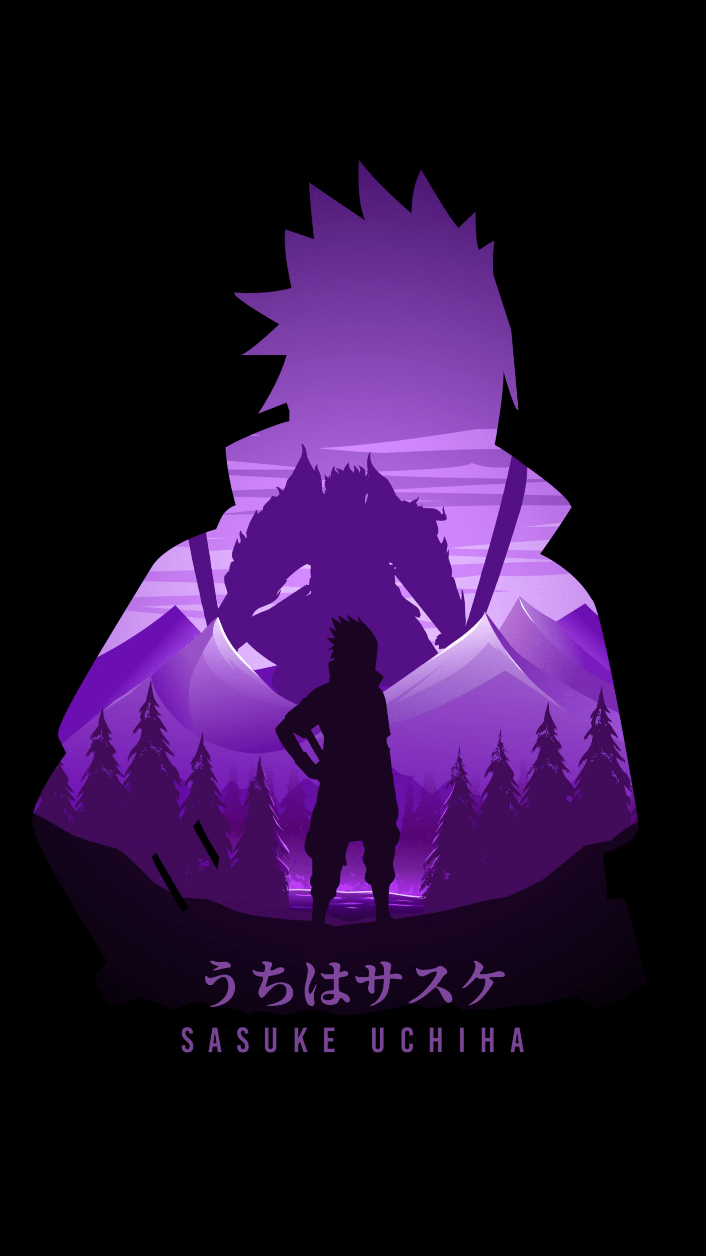 1440x2560 Sasuke Uchiha Wallpaper 4K, Naruto, Minimal Art, Black Dark