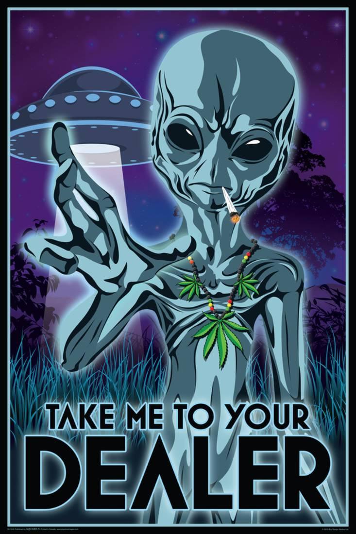 733x1100 Laminated Take Me to Your Dealer Alien Drugs Poster 24x36 Inch