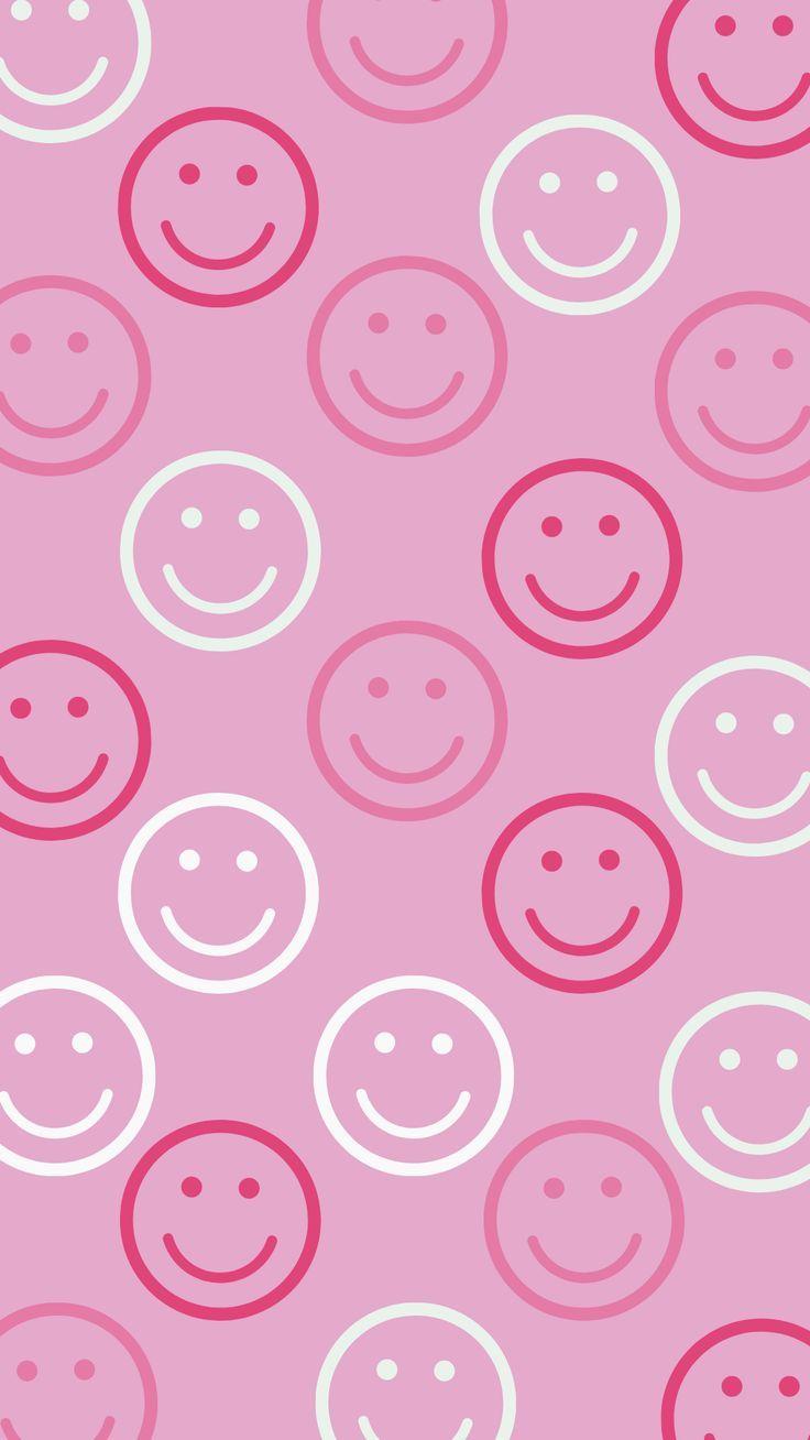 736x1308 Trendy Aesthetic Pink Smiley Face Phone Wallpaper. Pink wallpaper background, Phone wallpaper pink, iPhone wallpaper pattern