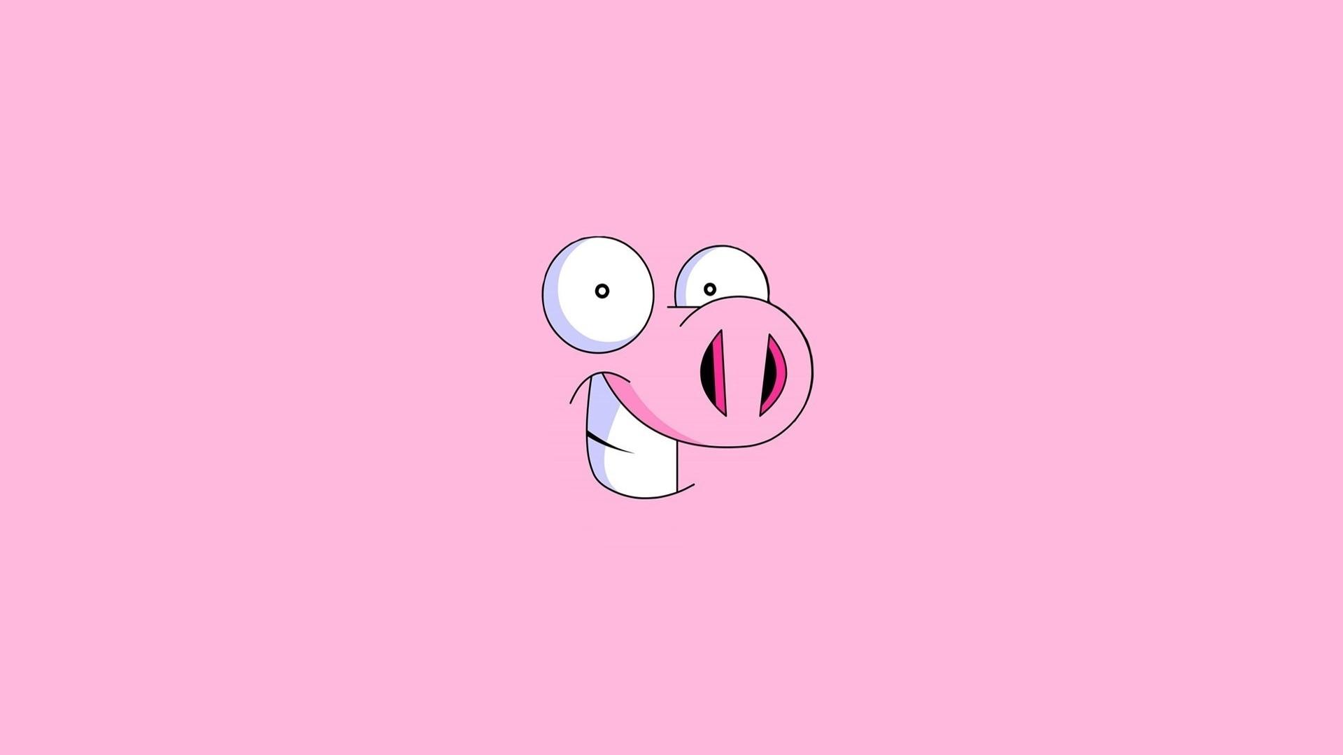 1920x1080 HD Happy Pink Pig Smile Minimal Flat Gallery HD Wallpaper