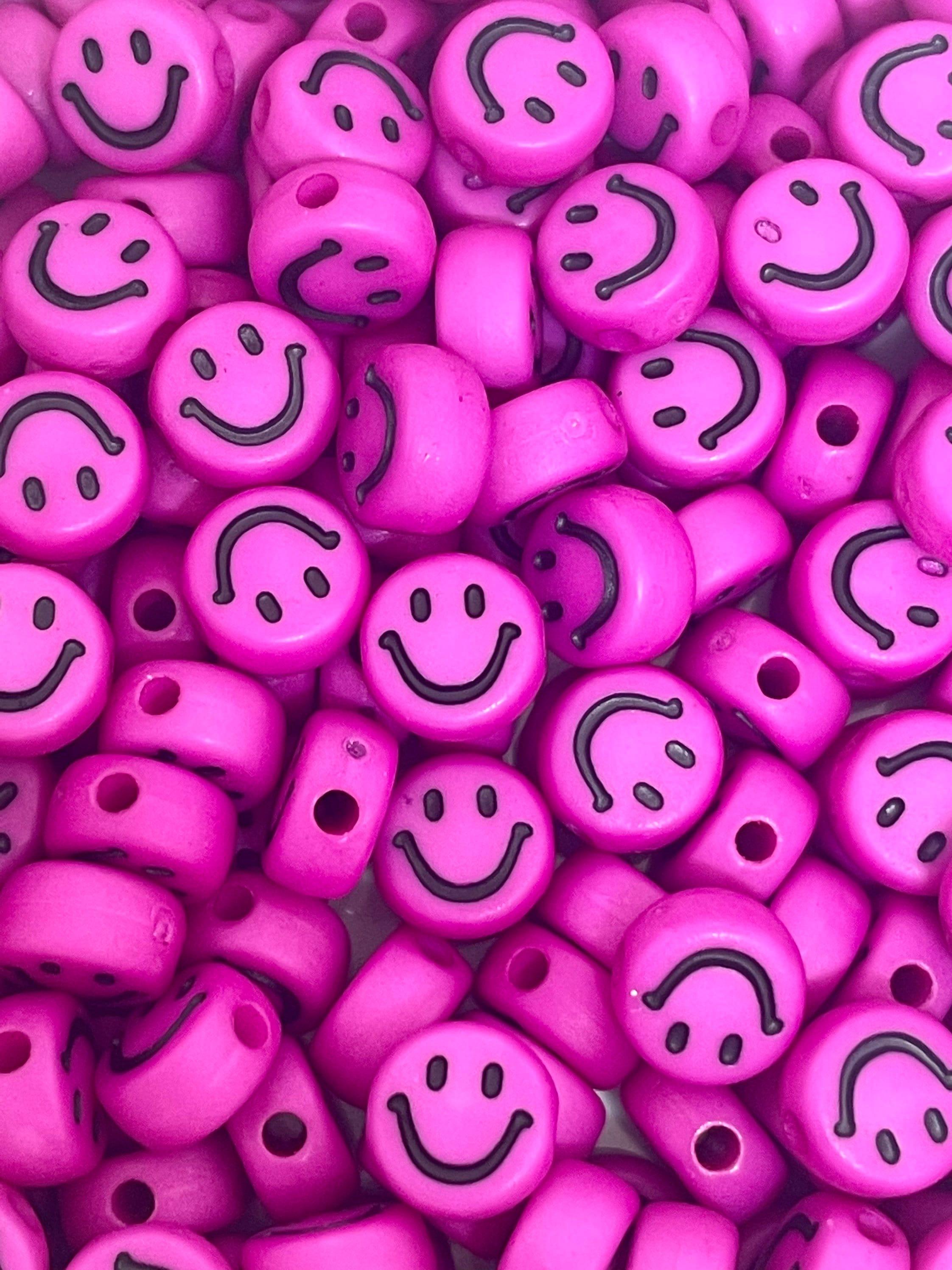 2244x2992 Cute Bright Pink Emoji Beads Smiley Face Charm Happy Face