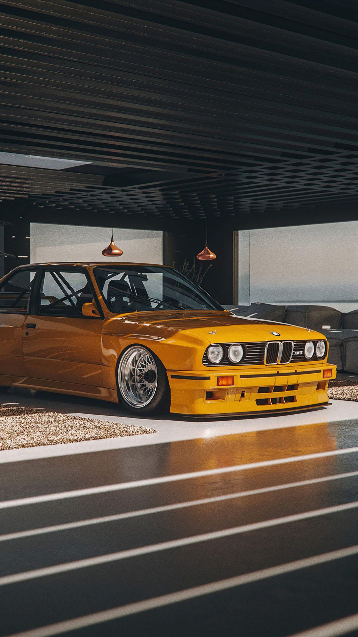 1440x2560 BMW E30 DTN T7 Yellow 4K Ultra HD Mobile Wallpaper. Voiture de sport bmw, Voitures tunées, Voiture bmw