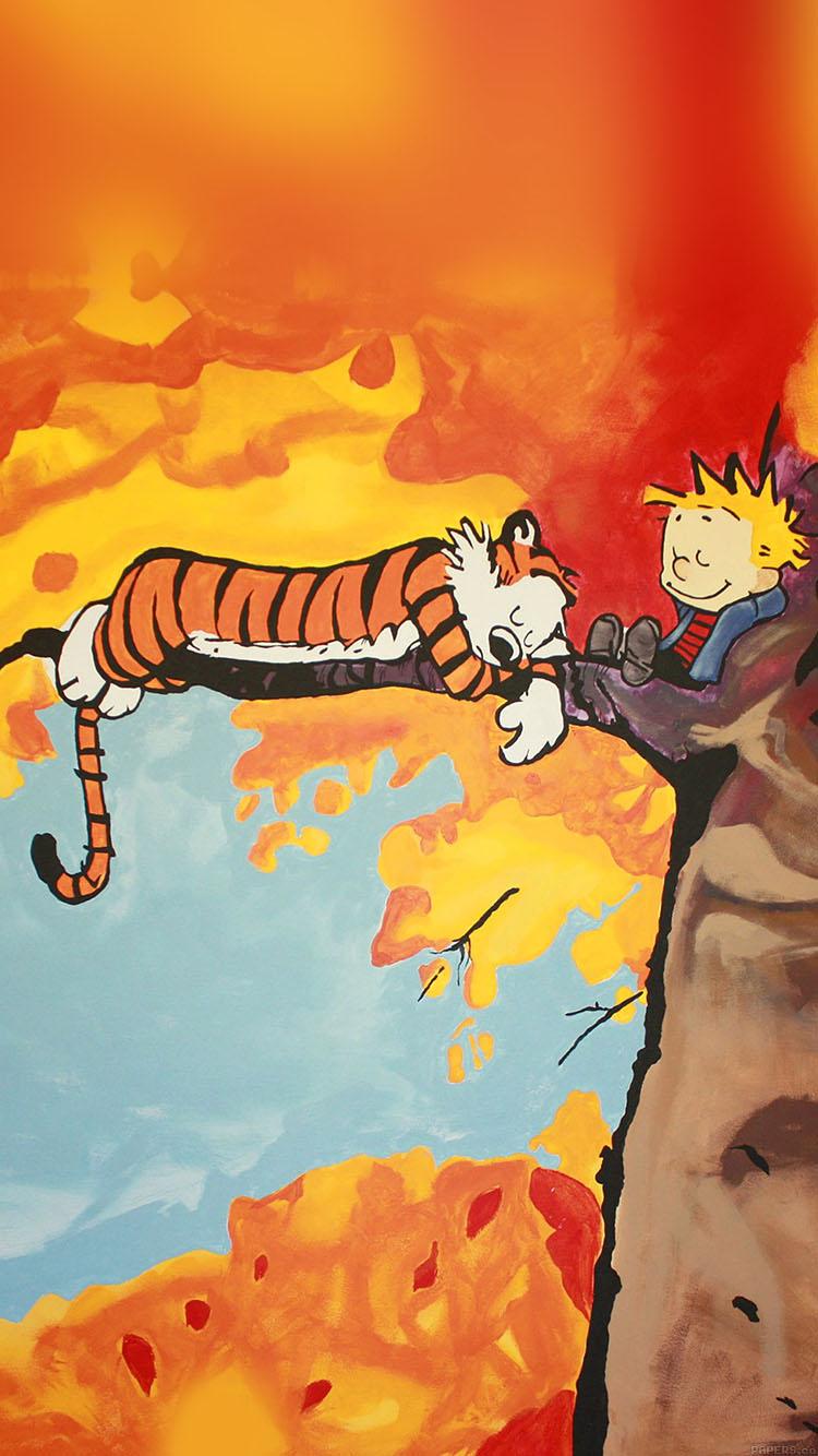 750x1334 calvin and hobbes tree nap illust art