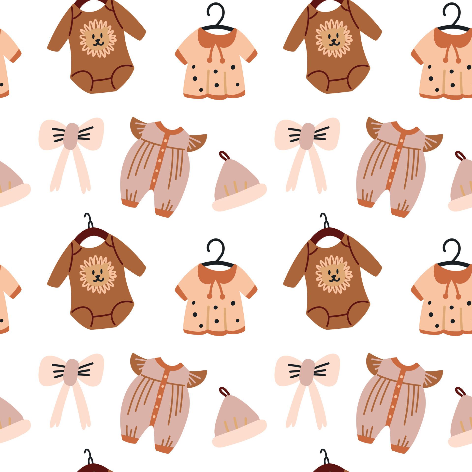 1920x1920 Seamless pattern baby clothes. Baby Shower Scandinavian pastel wallpaper. Textile fabric design for kids. Flat bohemian vector neutral background paper