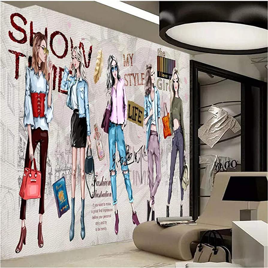 894x894 Custom Fashion Girls Clothing Store Industrial Decor Background Wall Paper 3D Mall Clothing Design Studio Mural Wallpaper 3D 430Cm×300Cm