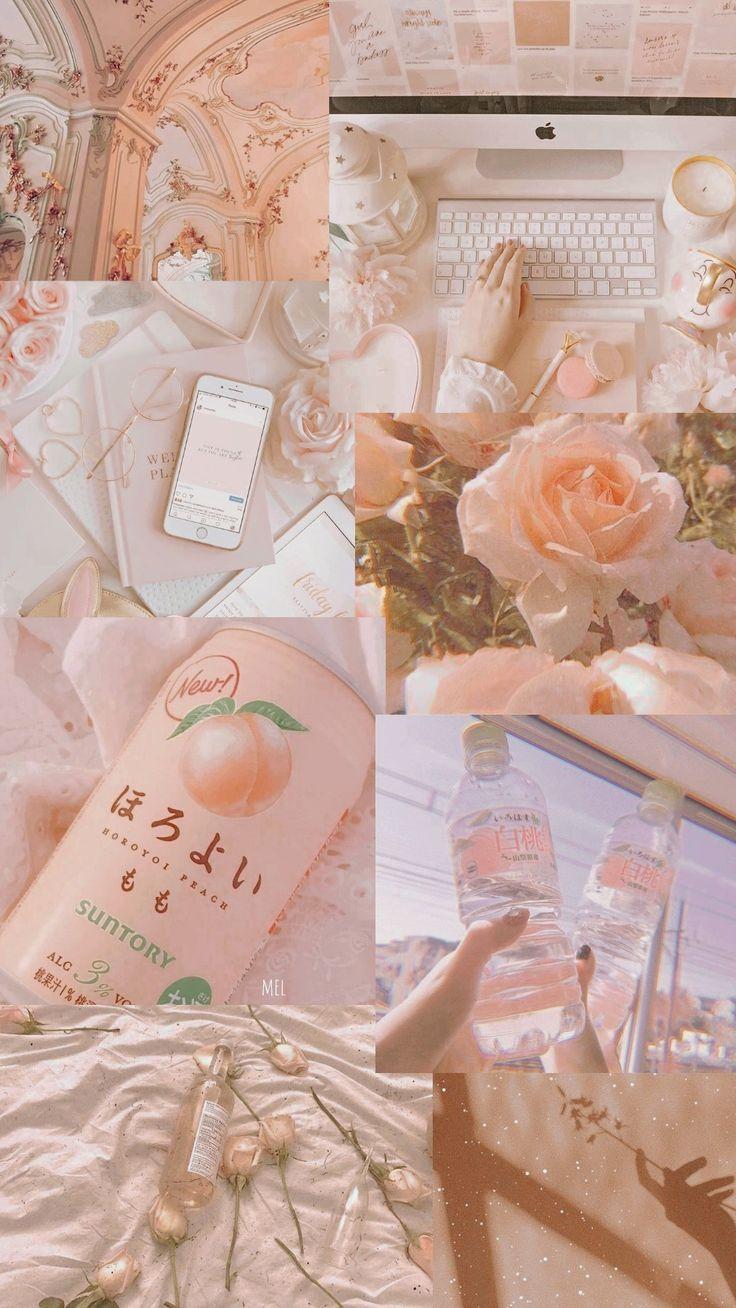 736x1308 Peach aesthetic Lockscreen. Papel de parede cor de rosa, Colagem de foto na pare. Fondos de pantalla de iphone, Diseño mural de fotos, Fondos de pantalla grandes