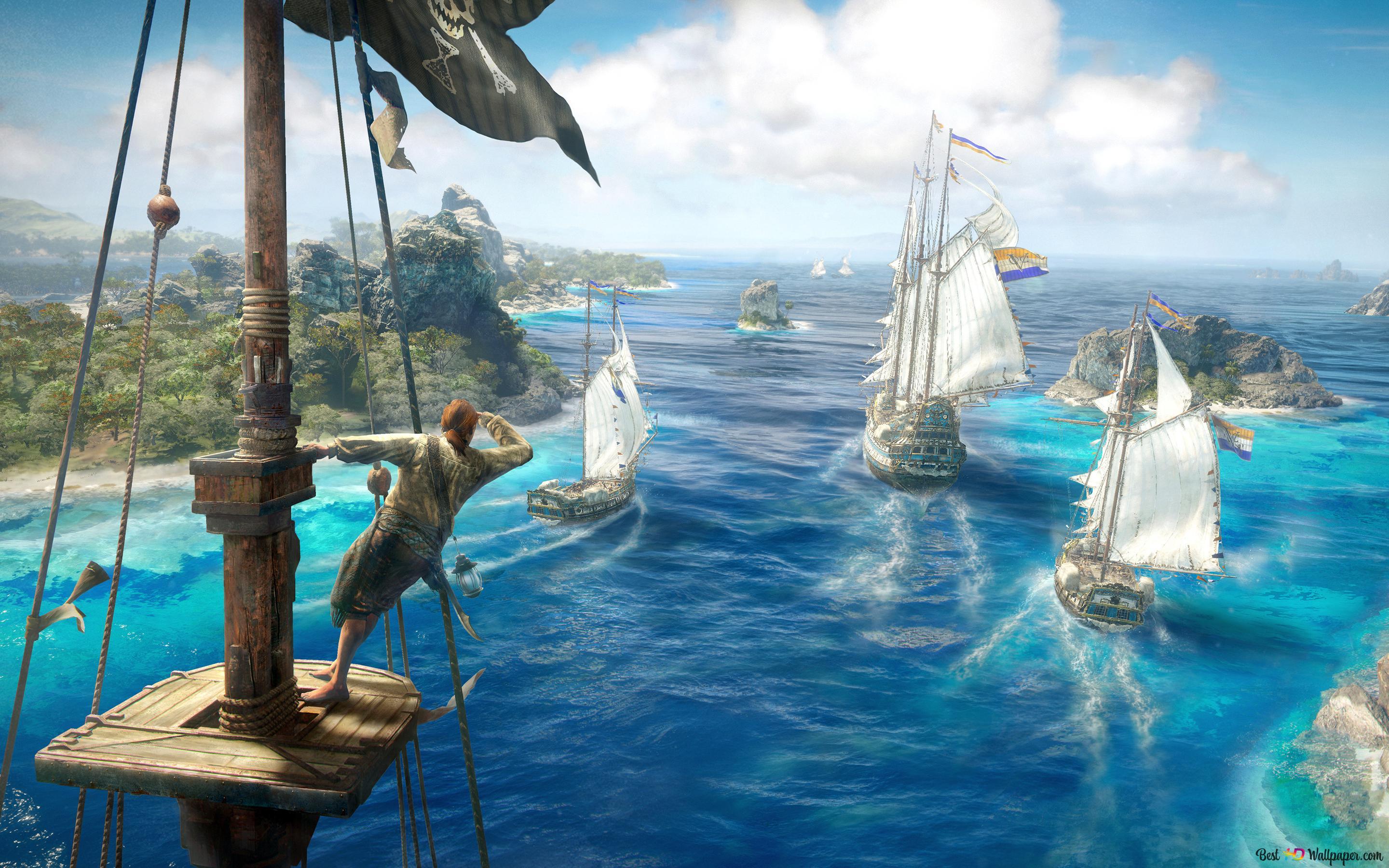 2880x1800 Skull and Bones game ships 4K wallpaper download