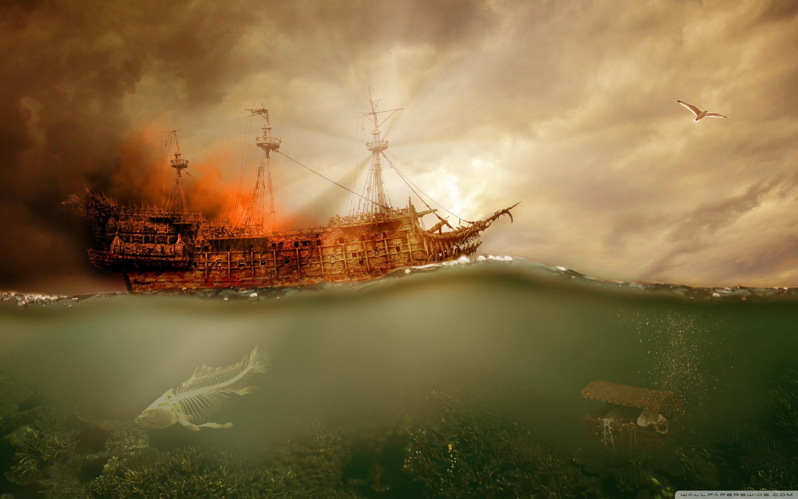 2560x1600 Pirate Ship Sailing Ultra HD Desktop Background Wallpaper for : Widescreen & UltraWide Desktop & Laptop : Multi Display, Dual Monitor : Tablet