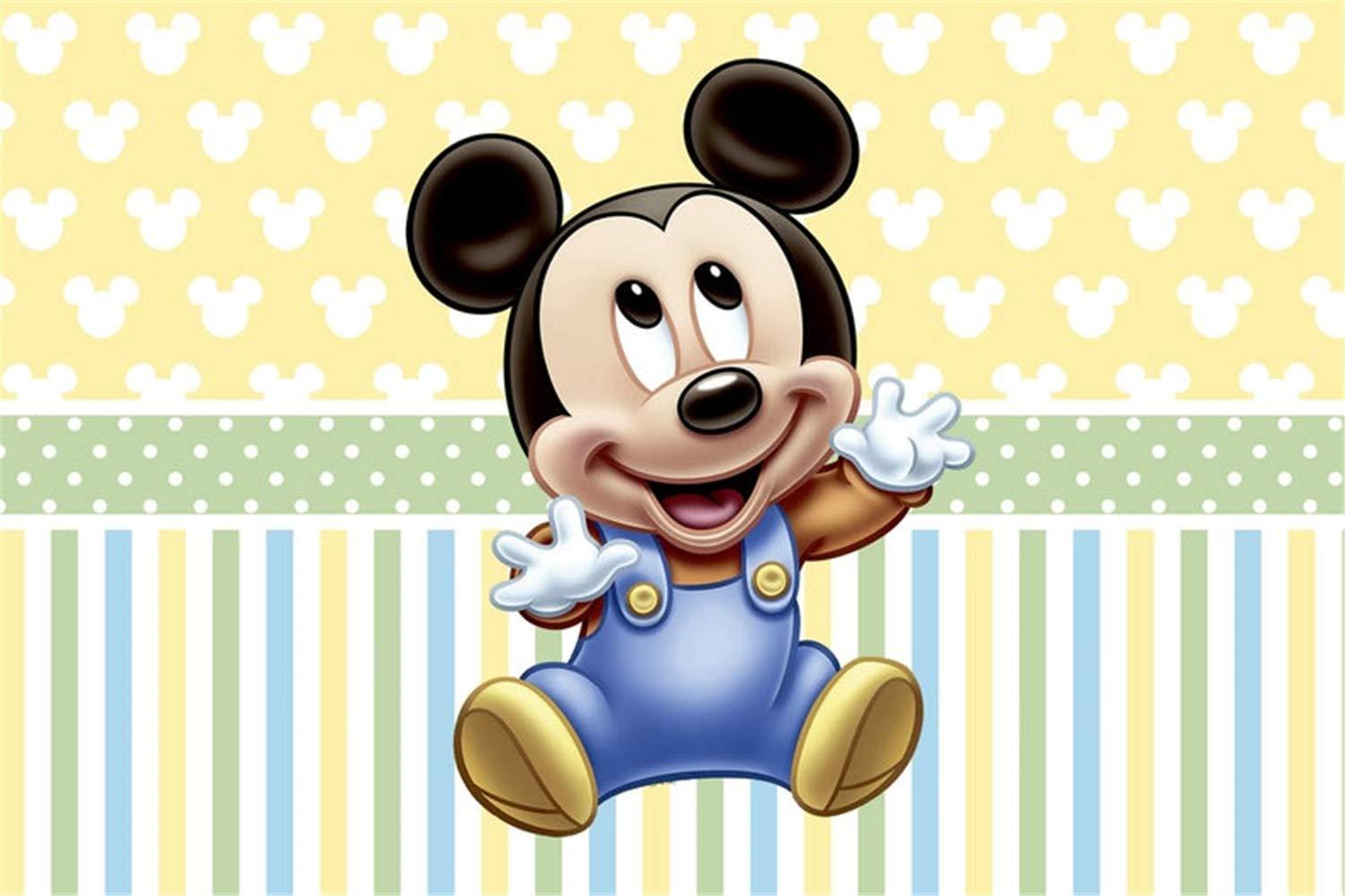 1500x1000 Amazon.com : Baby Shower Backdrop 7x5 Yellow Background Cute Mickey Mouse Step and Repeat Background for 1st Birthday Vinyl Infant Mickey Mouse Backdrops Dessert Tabletop
