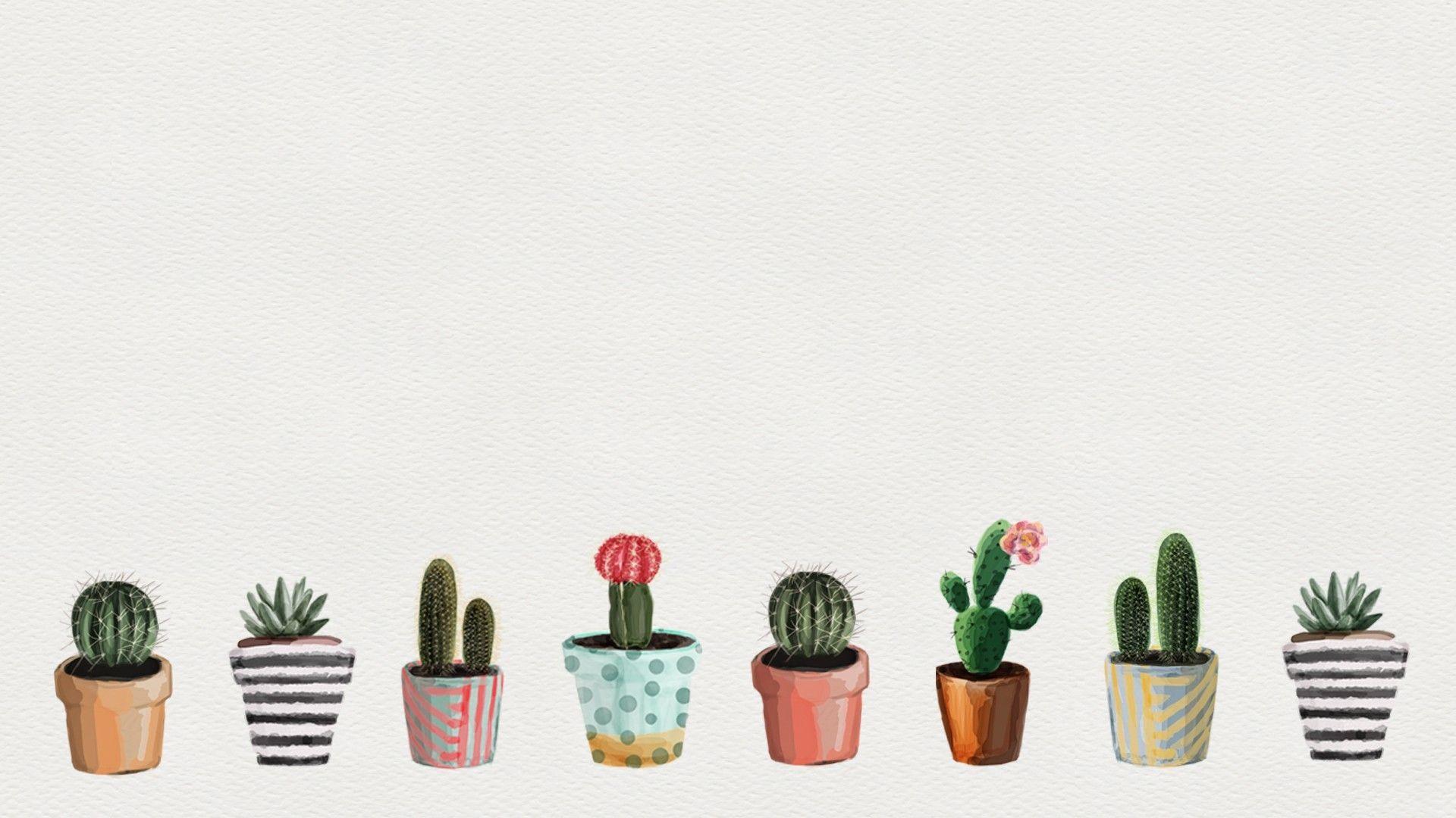 1920x1080 Kawaii Cactus Desktop Wallpaper