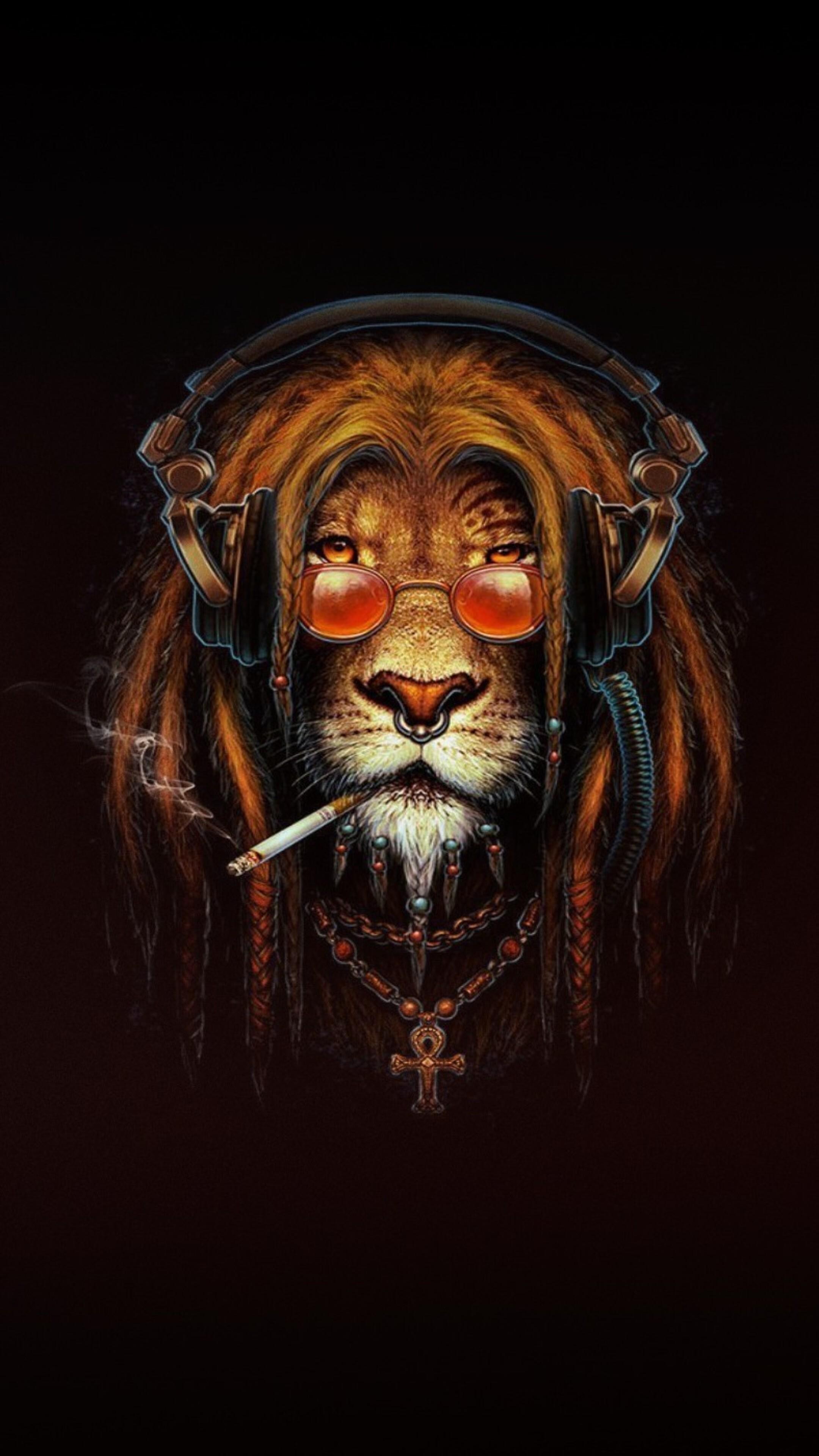 2160x3840 Lion, Smoking, Digital Art, Animal, 4k Gallery HD Wallpaper