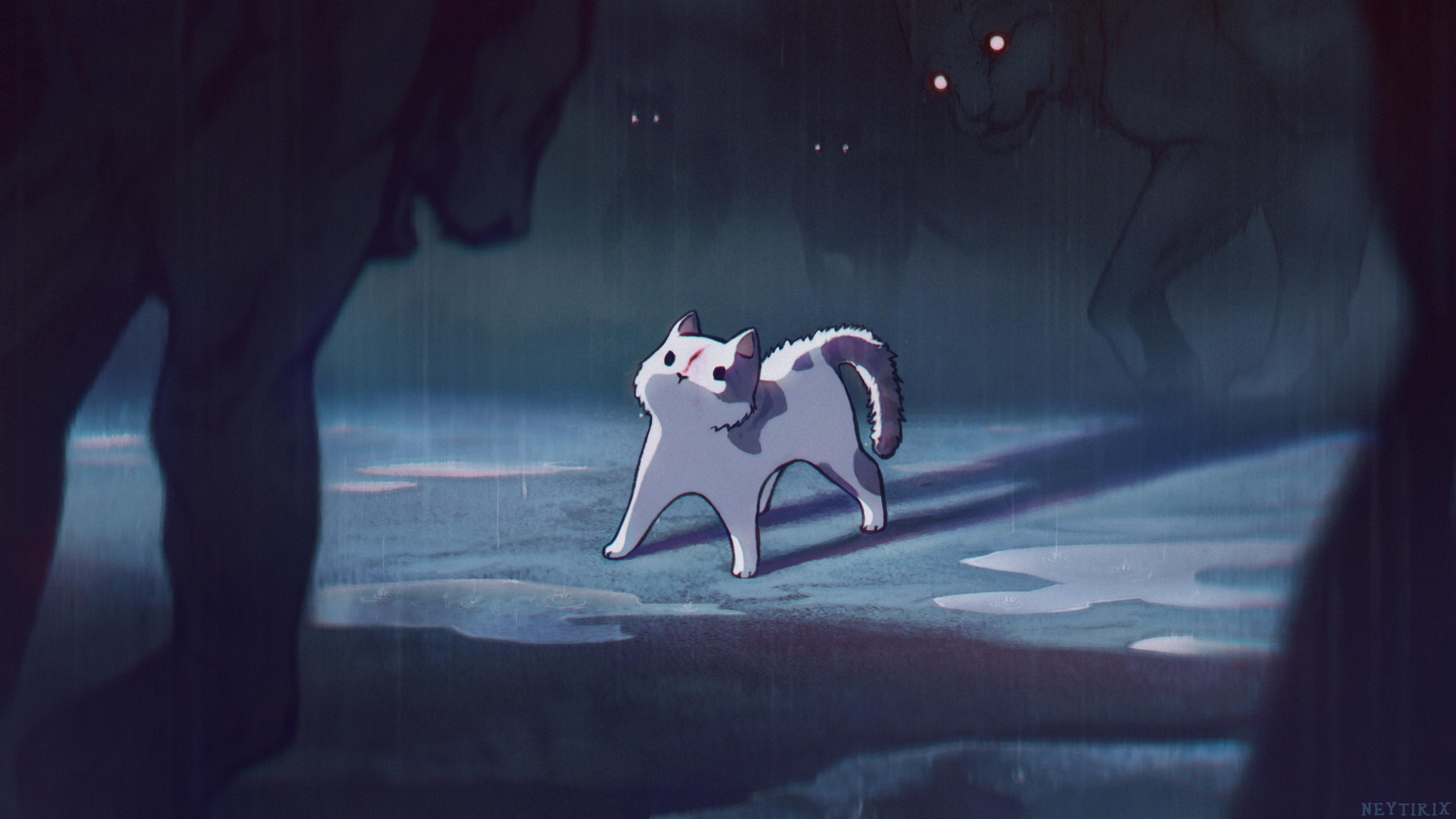 3840x2160 Anime Cat HD Wallpaper and Background