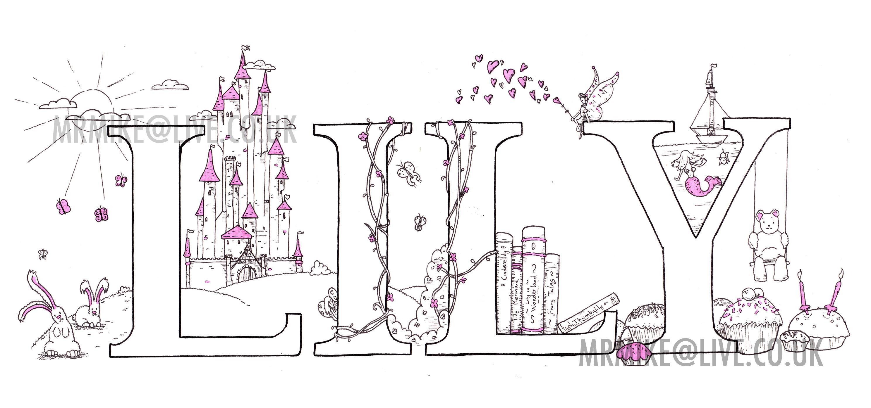 2977x1396 Illustrated Names. Its all about Me