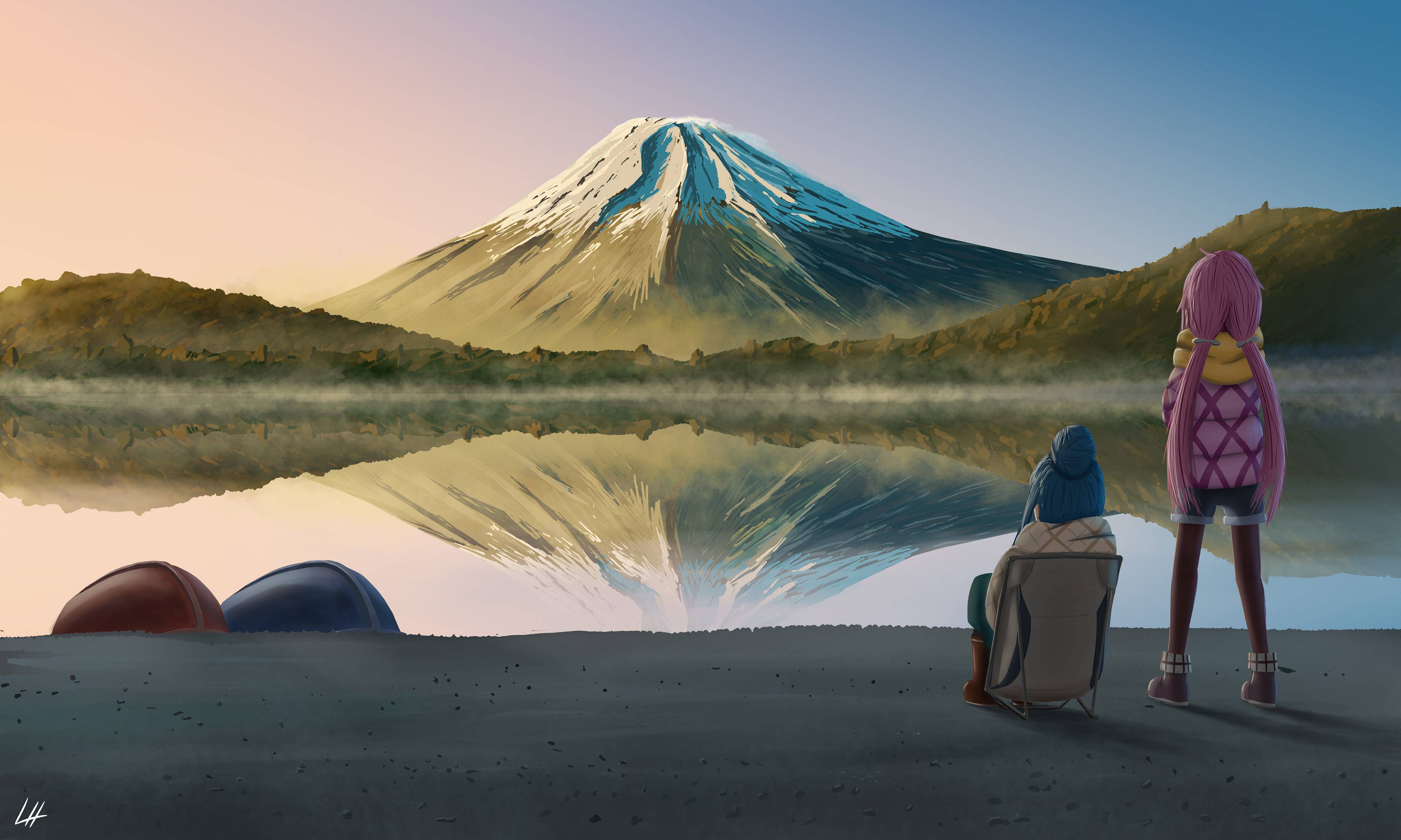 4000x2400 Laid Back Camp Nadeshiko Kagamihara Rin Shima, HD Anime, 4k Wallpaper, Image, Background, Photo and Picture