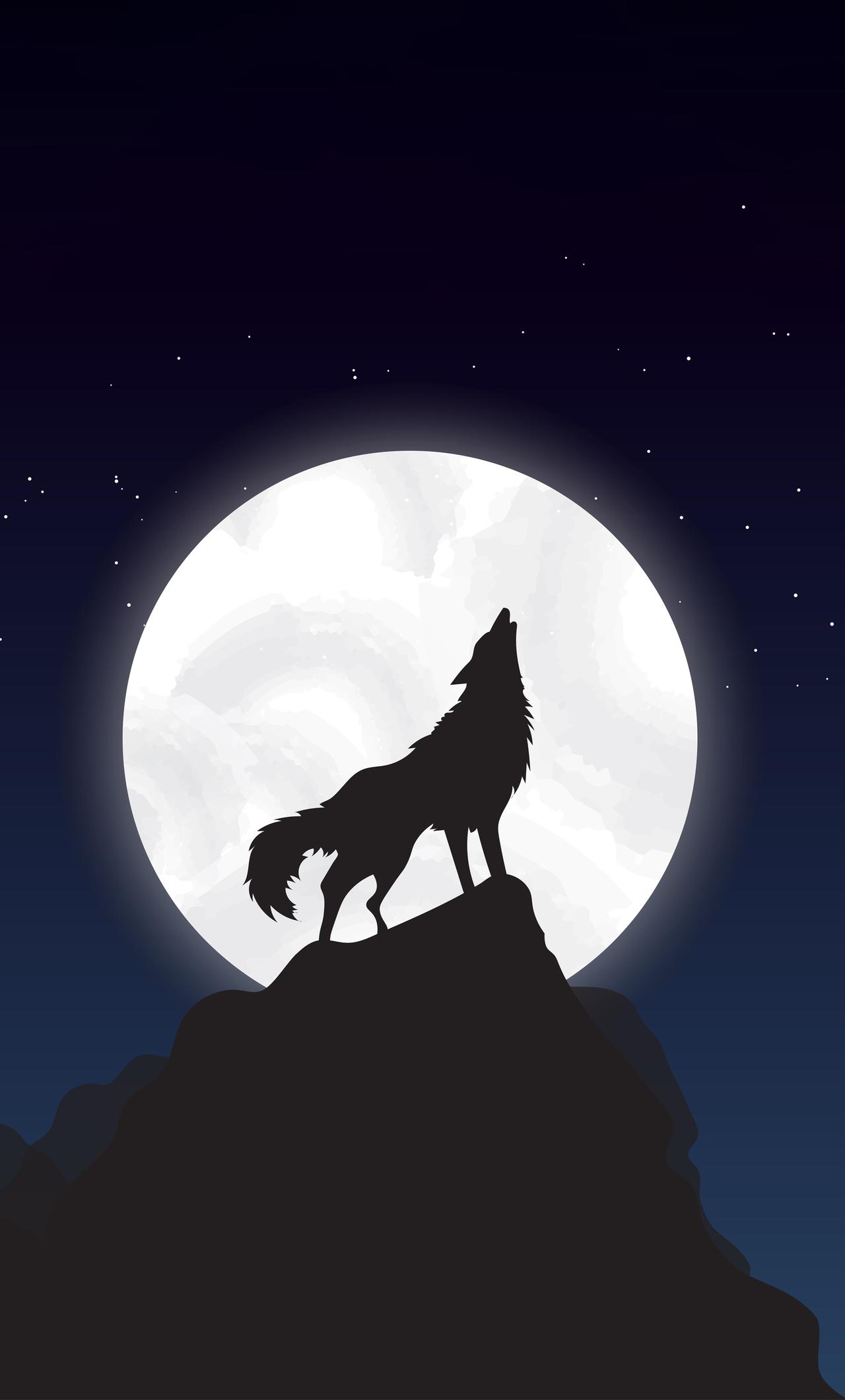 1280x2120 Wolf Howling Night Illustration iPhone HD 4k Wallpaper, Image, Background, Photo and Picture