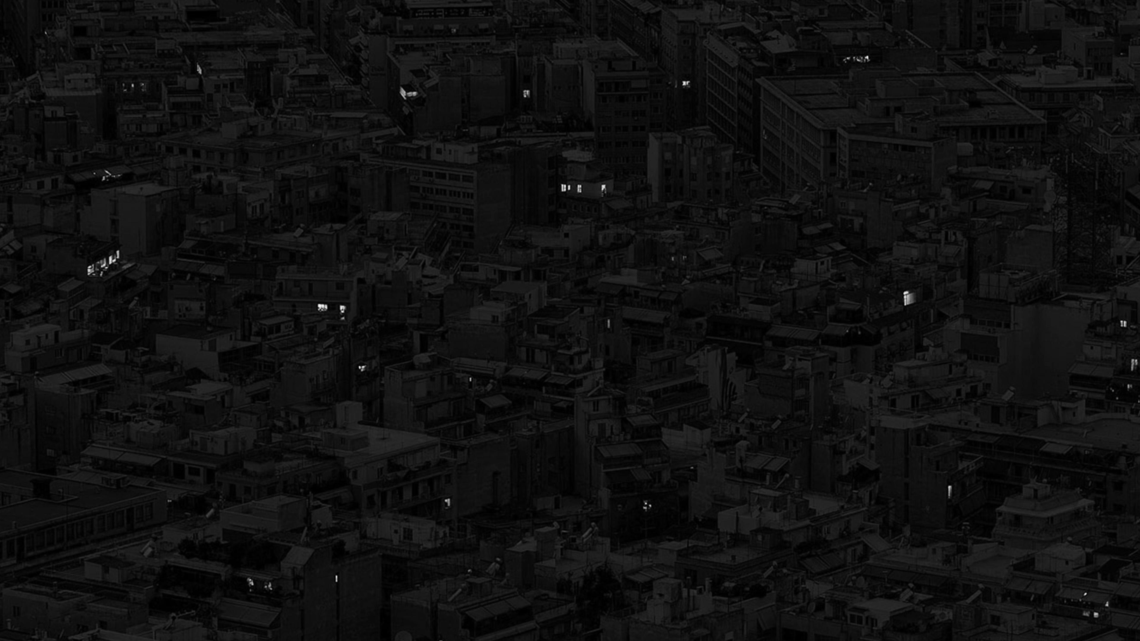3840x2160 Night City Dark Art Illustration Bw Wallpaper