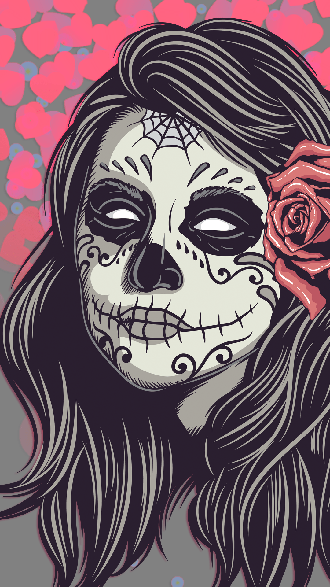 1080x1920 Mexican Girl Skull Wallpaper for Phone
