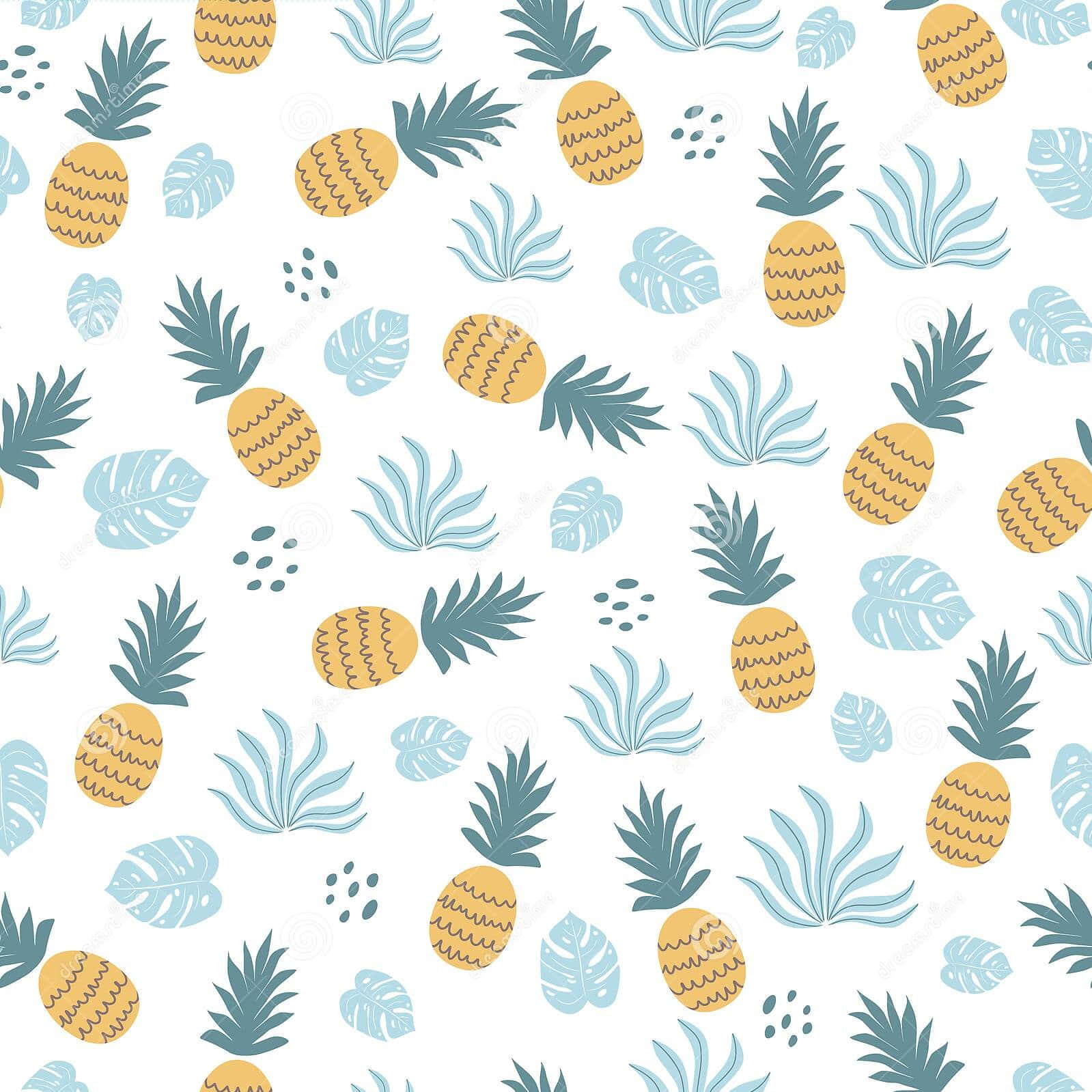 1599x1599 Download Cute Pineapple Tropical Leaves Wallpaper