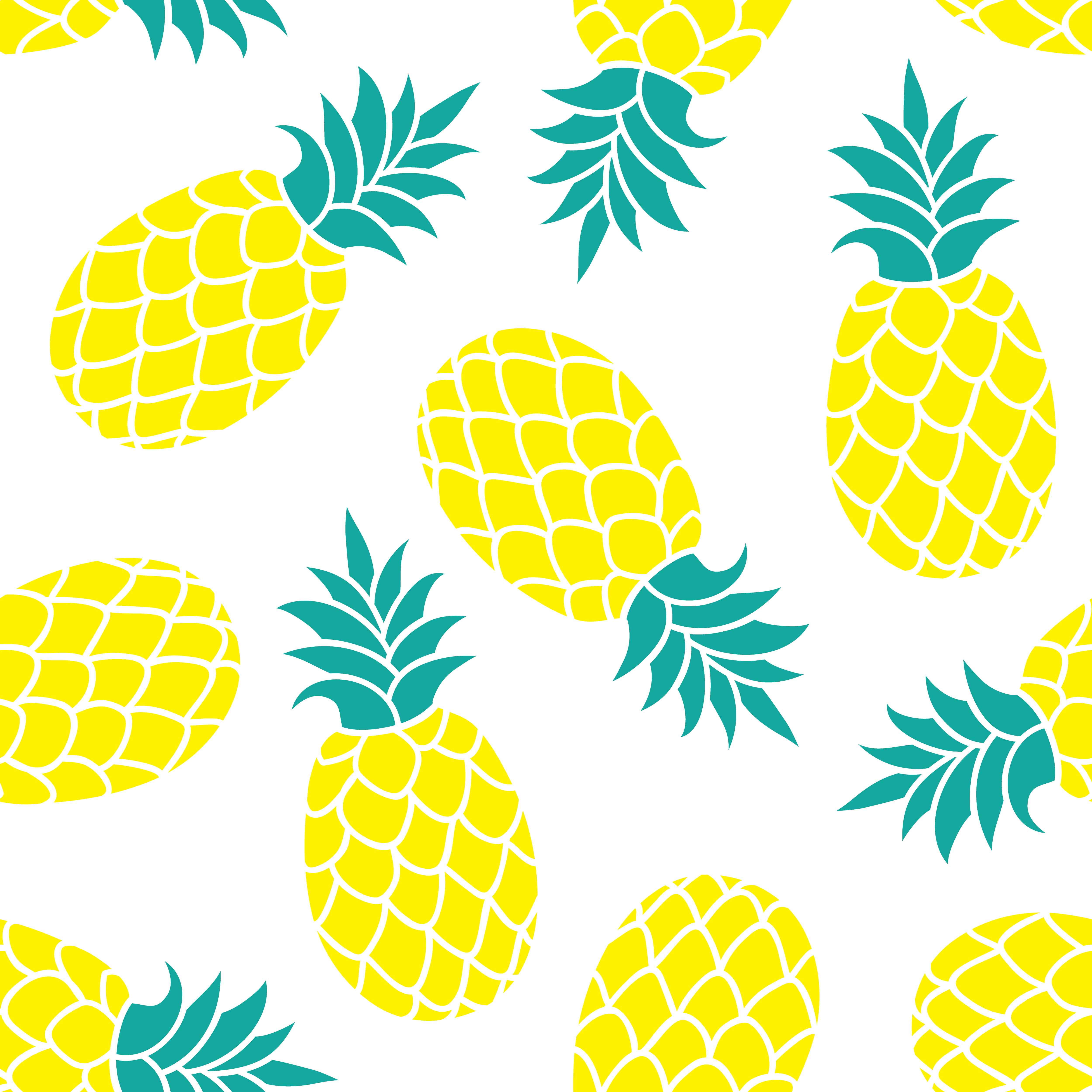 5000x5000 Pineapple vector background. Summer colorful tropical textile print