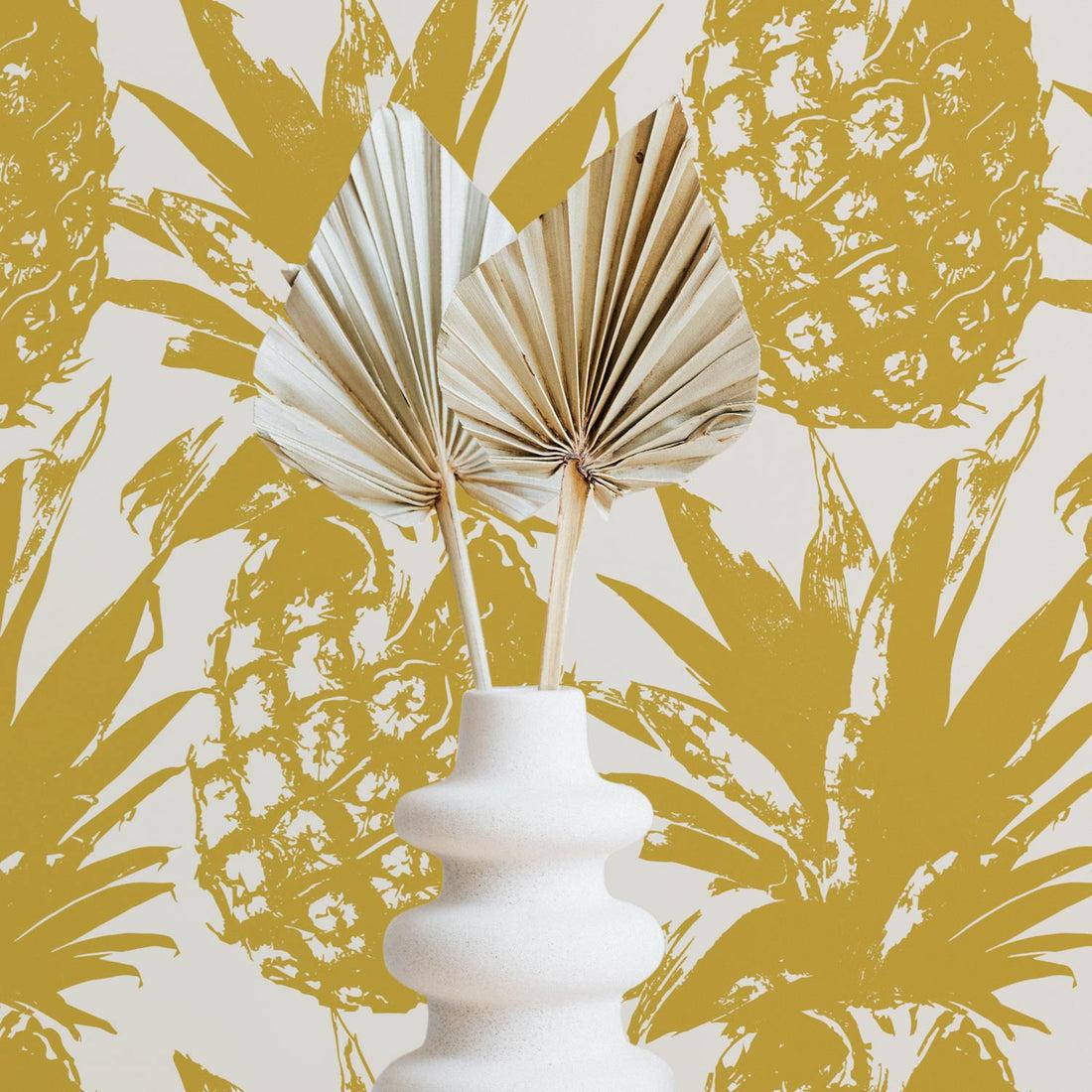 1100x1100 Faux gold pineapple removable & traditional wallpaper