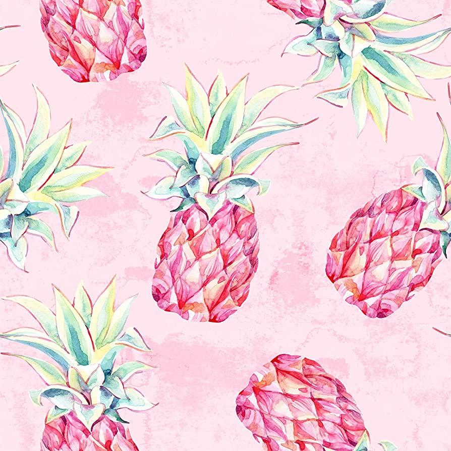 894x894 VEELIKE Watercolor Bold Pink Pineapple Wallpaper 17.7''x118'' Pink Peel and Stick Wallpaper Removable Pink Contact Paper for Walls Cabinets Self Adhesive Wall Mural for Bathroom Girl's Room Shelves