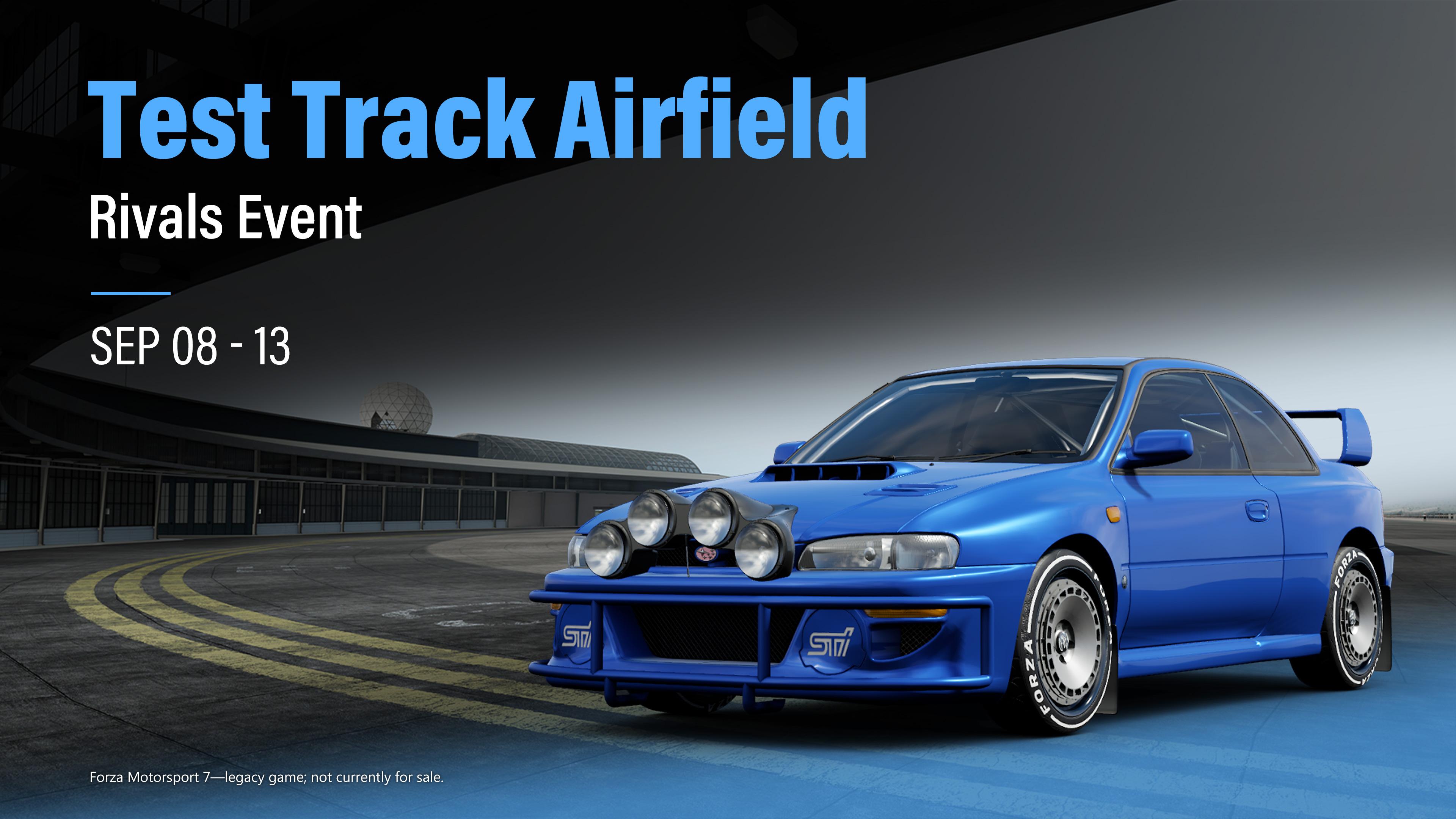 3840x2160 Forza Motorsport the SUBARU Impreza 22B STi Forza Edition &amp; Test Track Airfield Driver Gear as you test your skills on this abandoned airfield. Also earn the legendary High