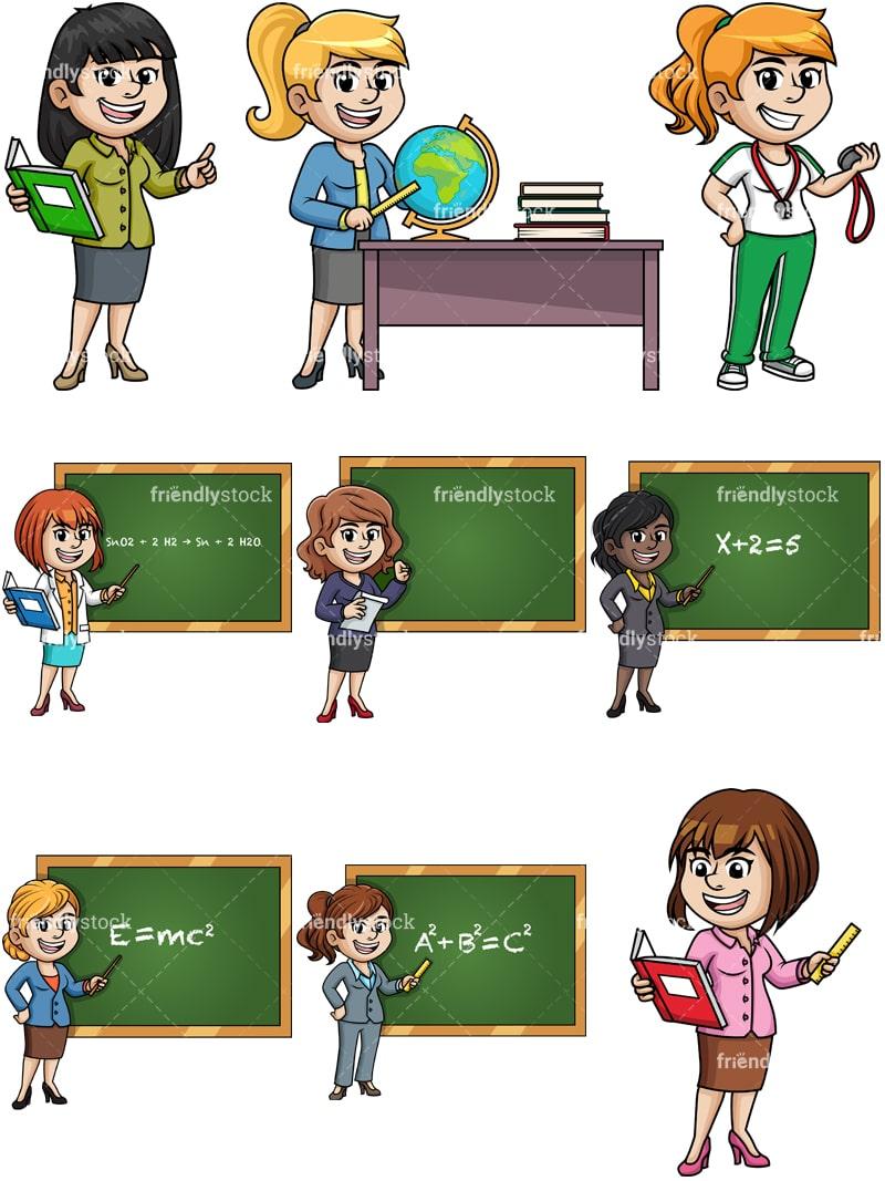 800x1067 Female Teachers Cartoon Vector Clipart