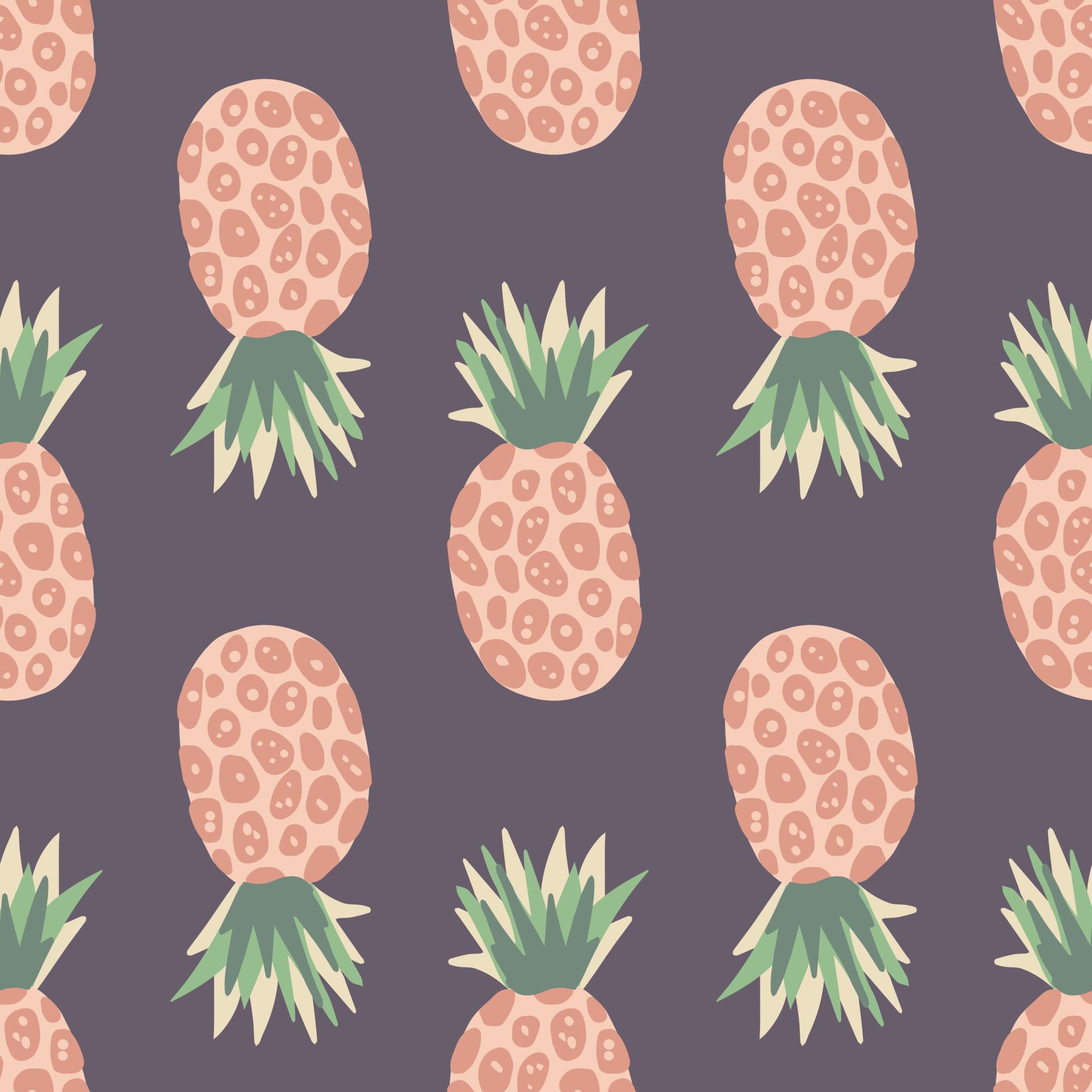 1920x1920 Sweet decorative pineapple pattern. Exotic tropical fruits endless wallpaper