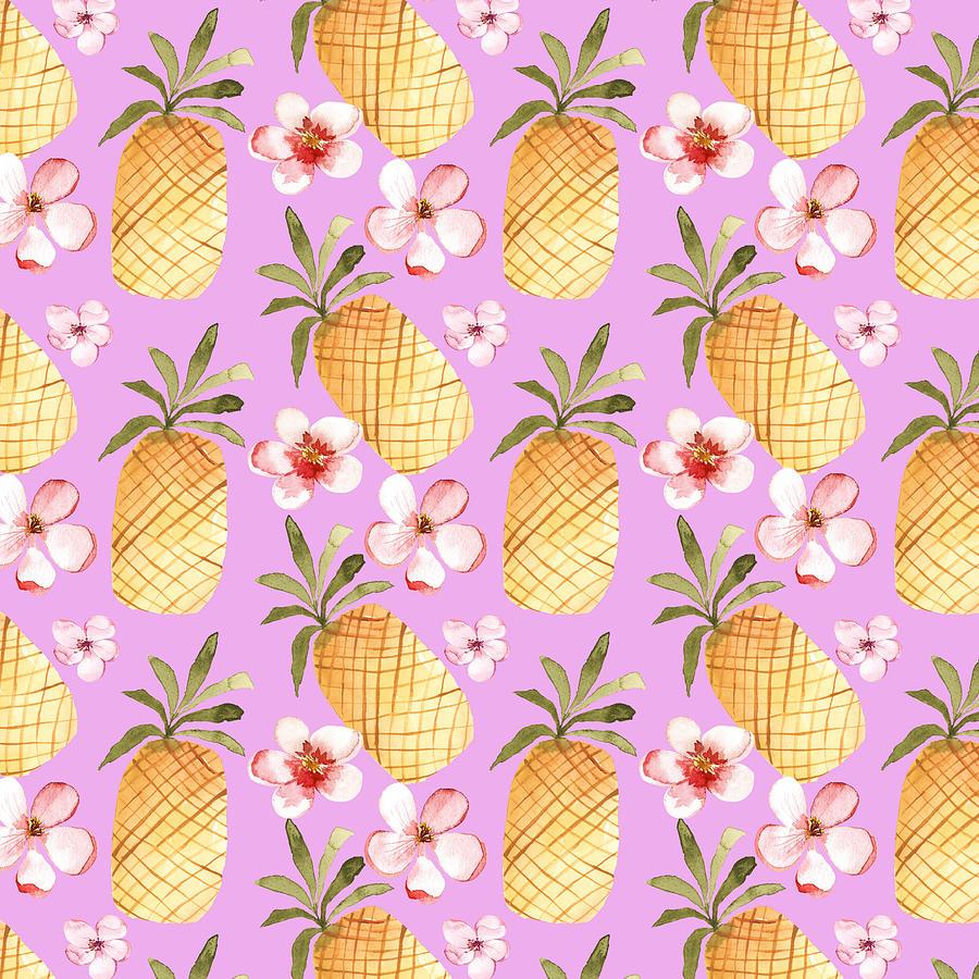900x900 Retro tropical pineapple print Digital Art