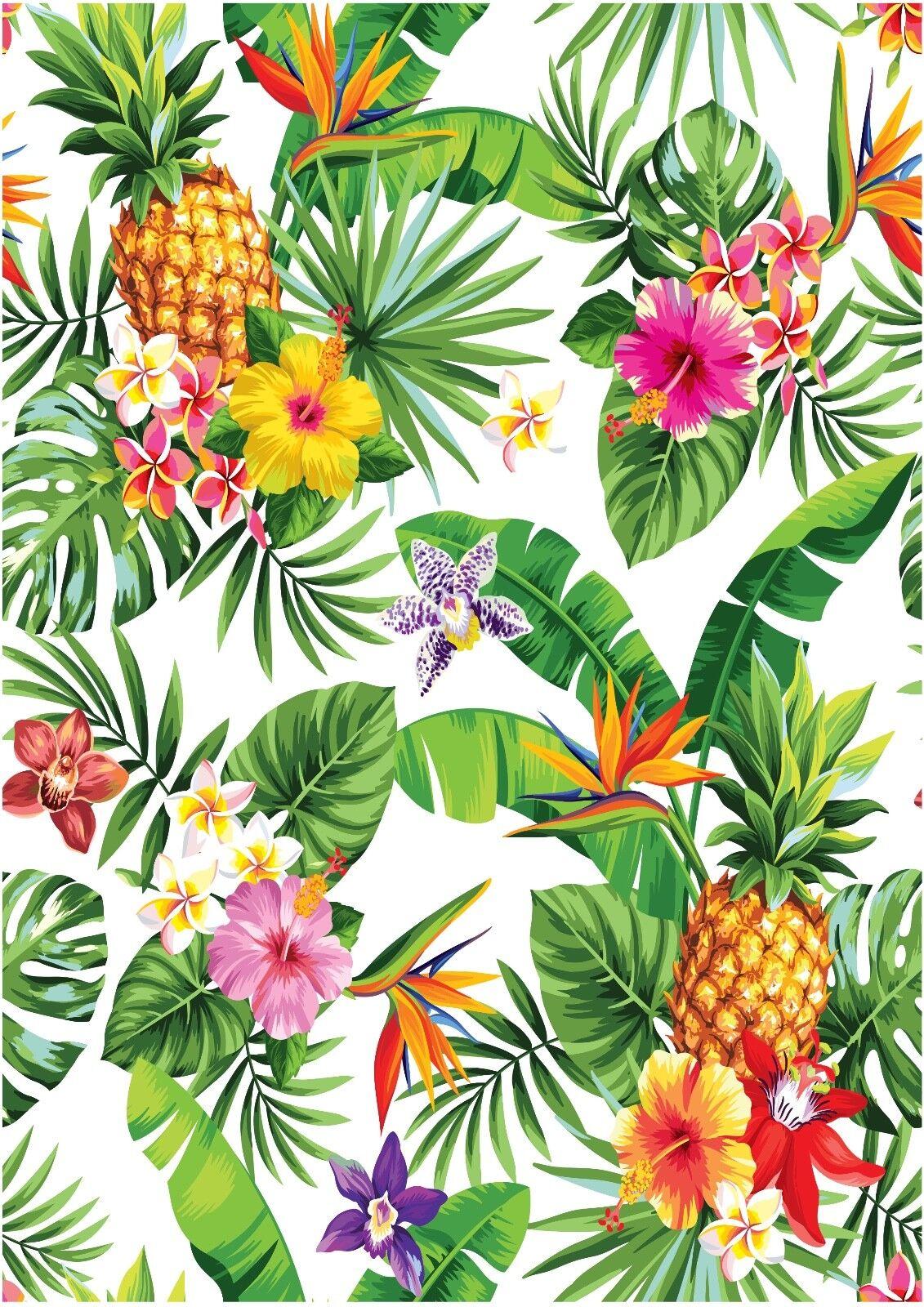 1131x1600 Tropical Flower Pineapple Wallpaper A4 Sized Edible Wafer Paper / Icing Sheet