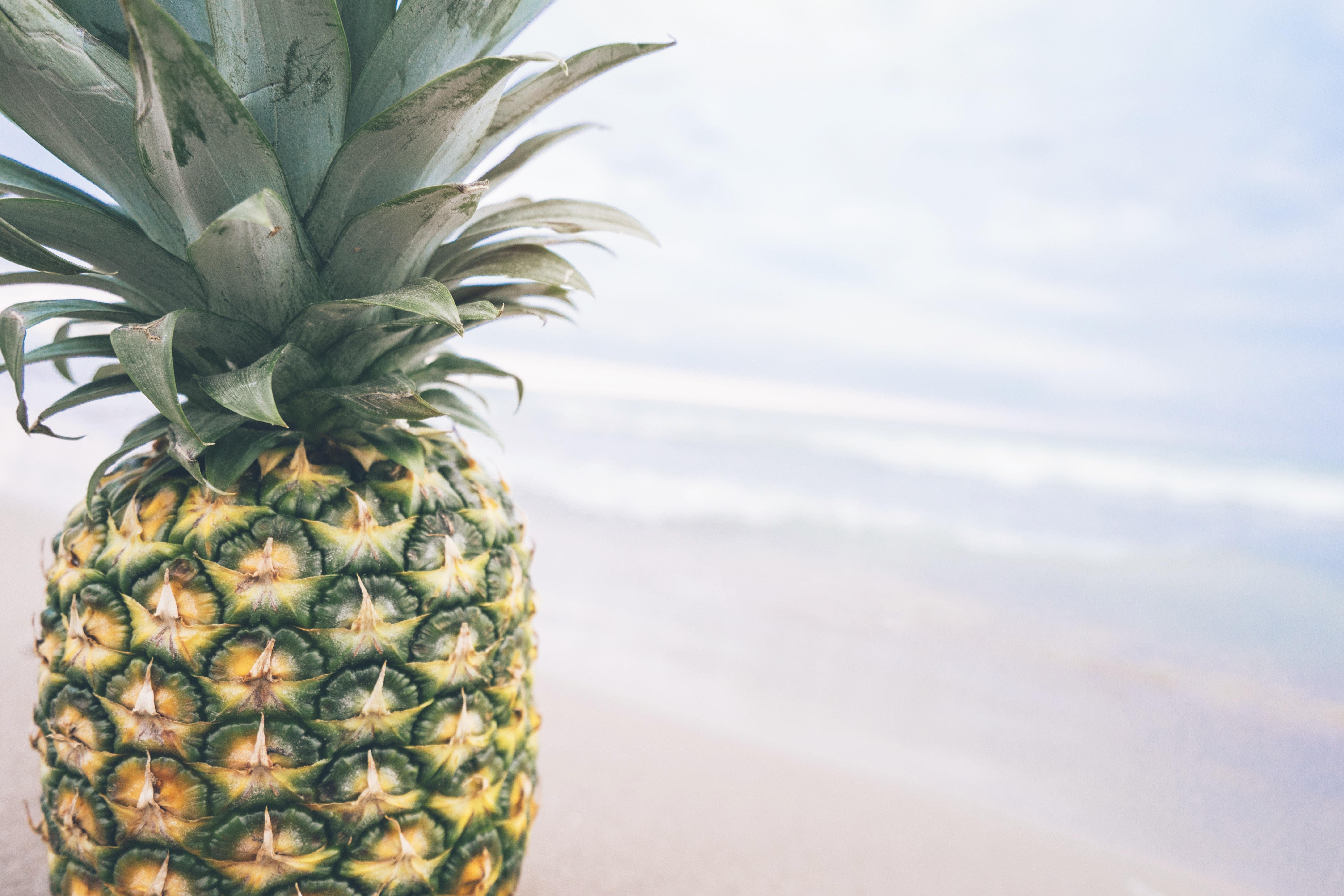 5695x3797 4k, stones, pineapple, beach, fruit Gallery HD Wallpaper