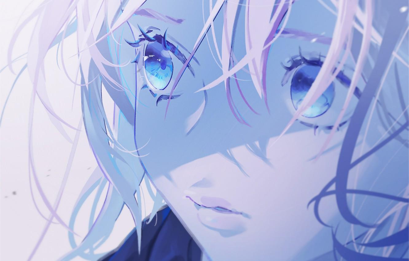1332x850 Wallpaper girl, blue eyes, white hair image for desktop, section арт