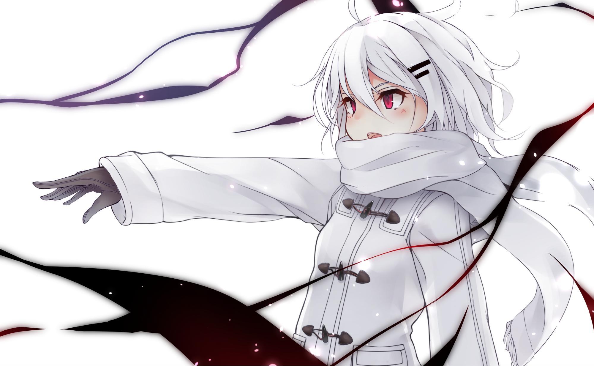 2000x1232 Anime Girl White Wallpaper
