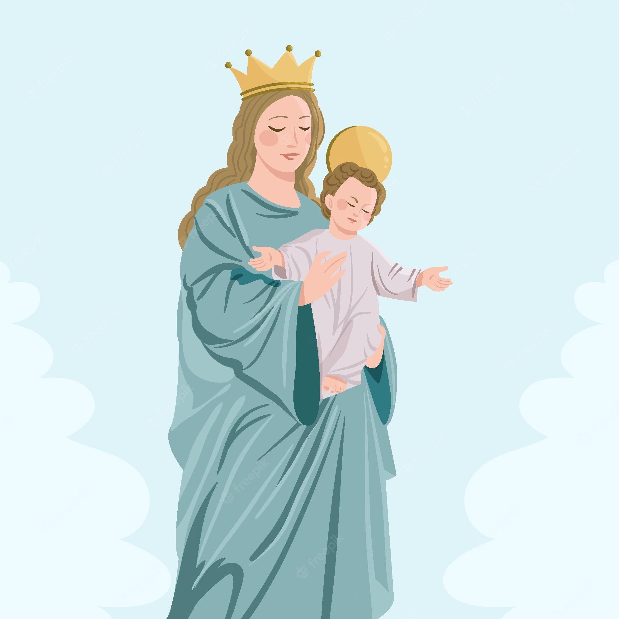 2000x2000 Free Vector. Detailed virgen del carmen illustration
