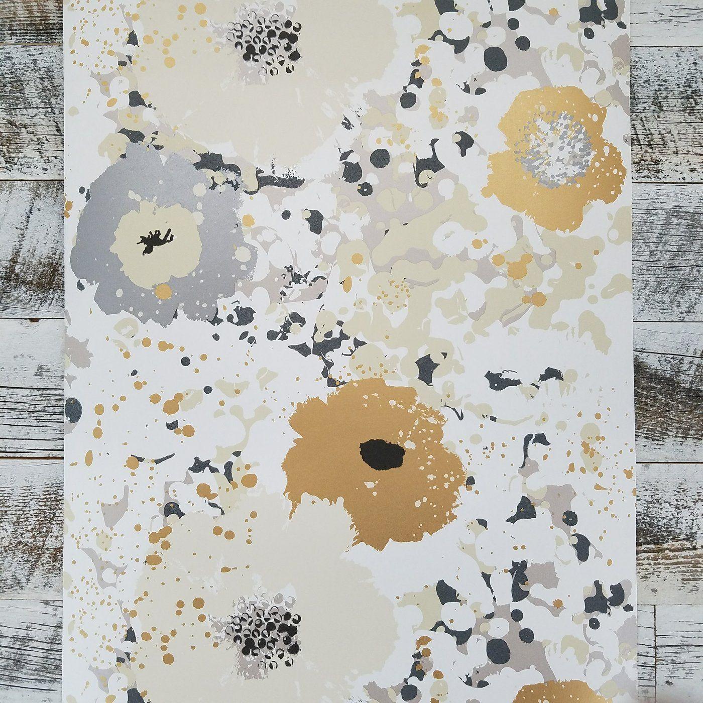 1400x1400 Metallic Floral Wallpaper