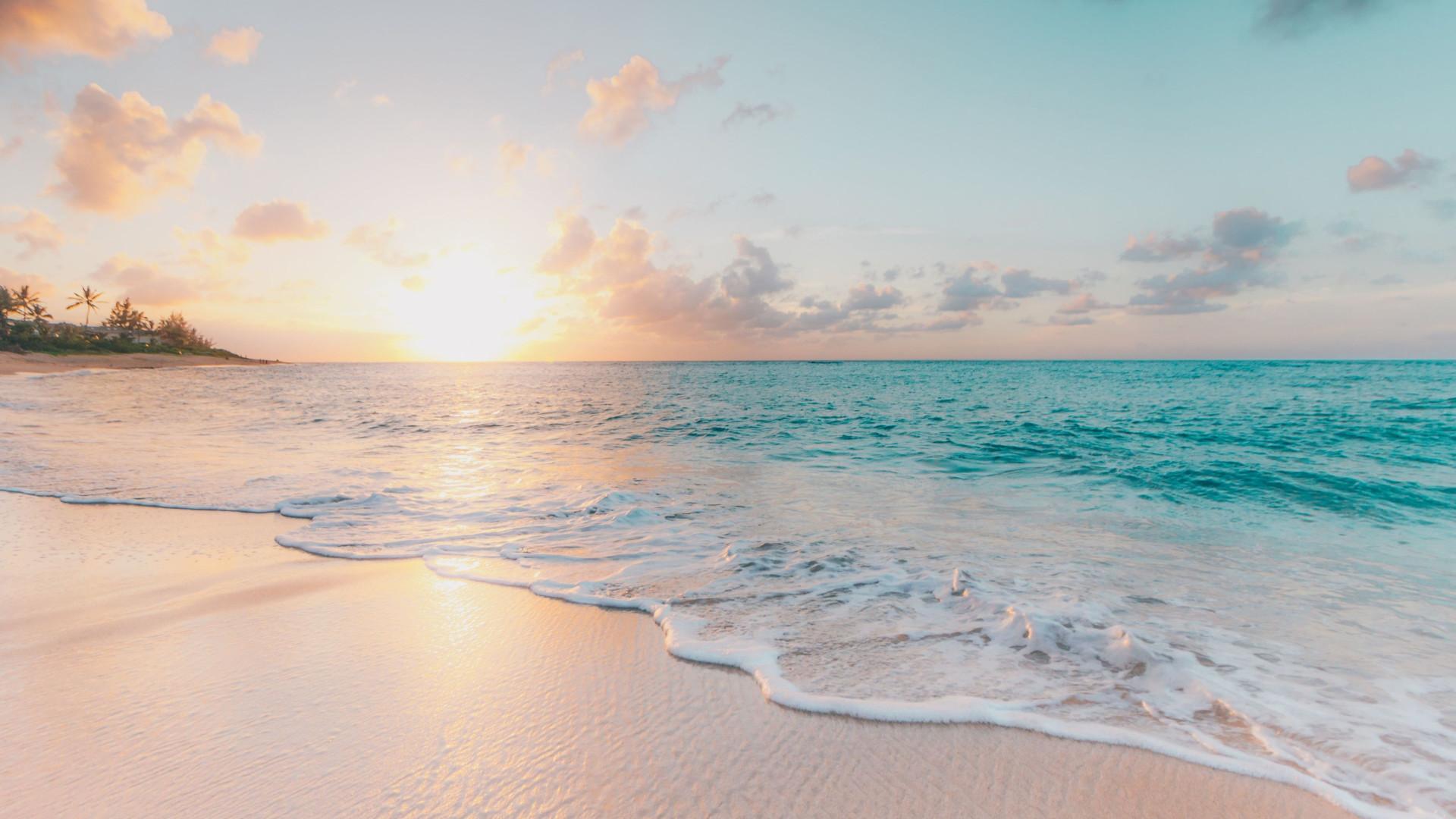 1920x1080 White Sand Beach Sunset Virtual Background